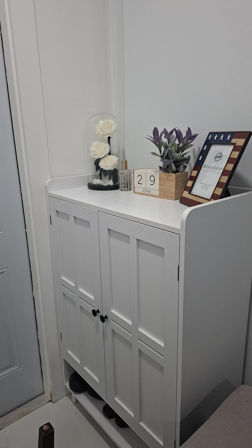 ONBRILL Shoe Cabinet with Cross Molding Doors, 6-Tier Shoe Storage(Black) customer photo 2