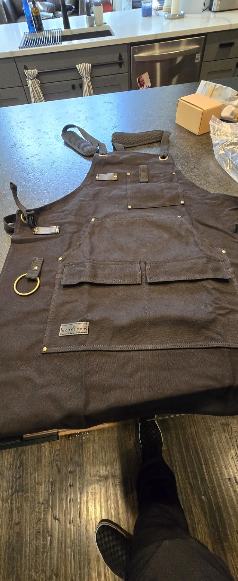 ROTANET Woodworking Apron for Men, Waterproof Canvas Work Aprons for Shop customer photo 2