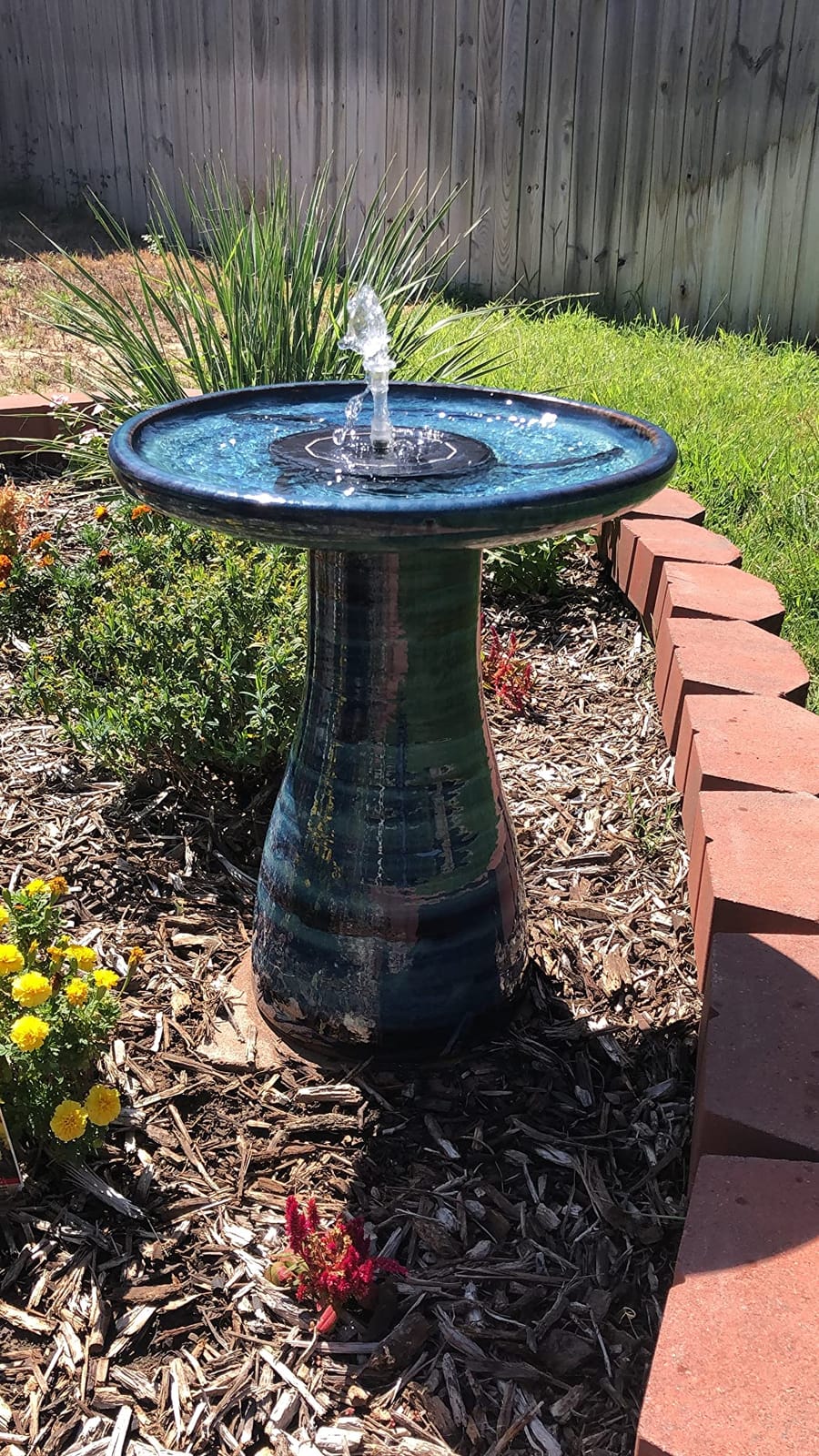 Sunnydaze Ceramic Bird Bath, Weather-Resistant Finish, 21” H, Cloud Swirl customer photo 1