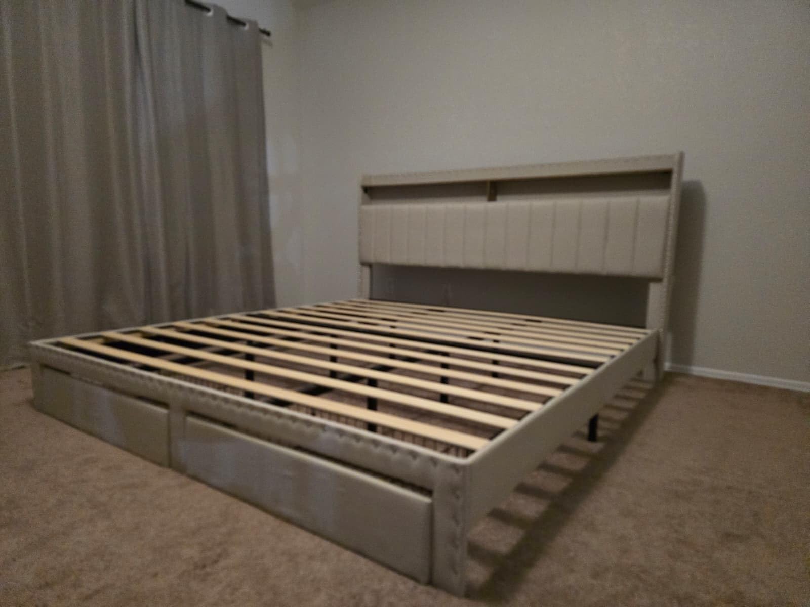 EnHomee Twin Bed Frame with Large Drawer & 2-Tier Storage Headboard Shelf customer photo 1