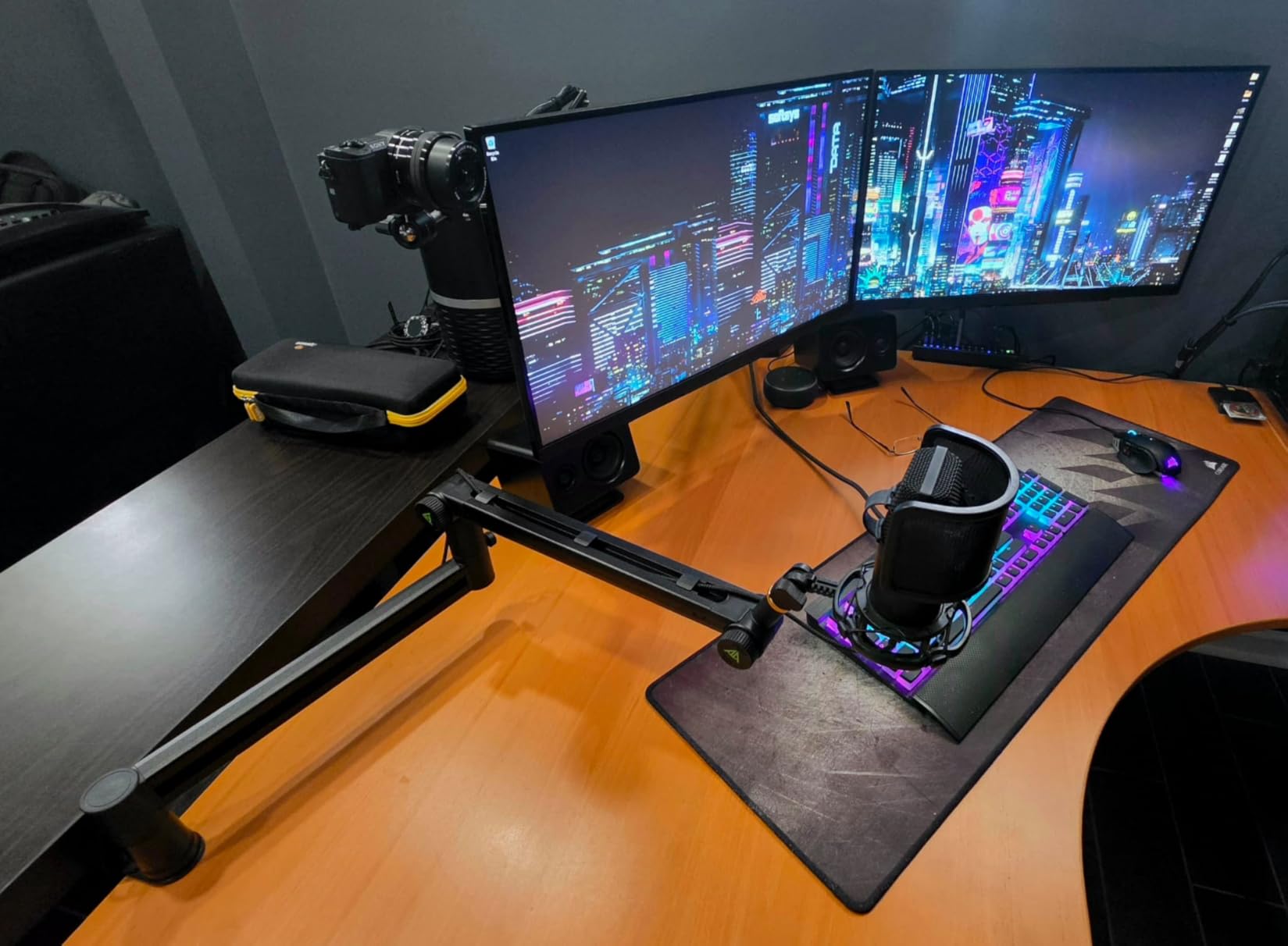 AA AUDIO ACCESSORY Mic Arm Desk Mount (Design for Heavy Mic) 6.6lbs Load Capacity, Stable Gear Lock Never Sags, Metal Low Profile Microphone Boom Stand for Shure SM7B SM7dB MV7, Blue Yeti, Rode PodMic customer photo 2