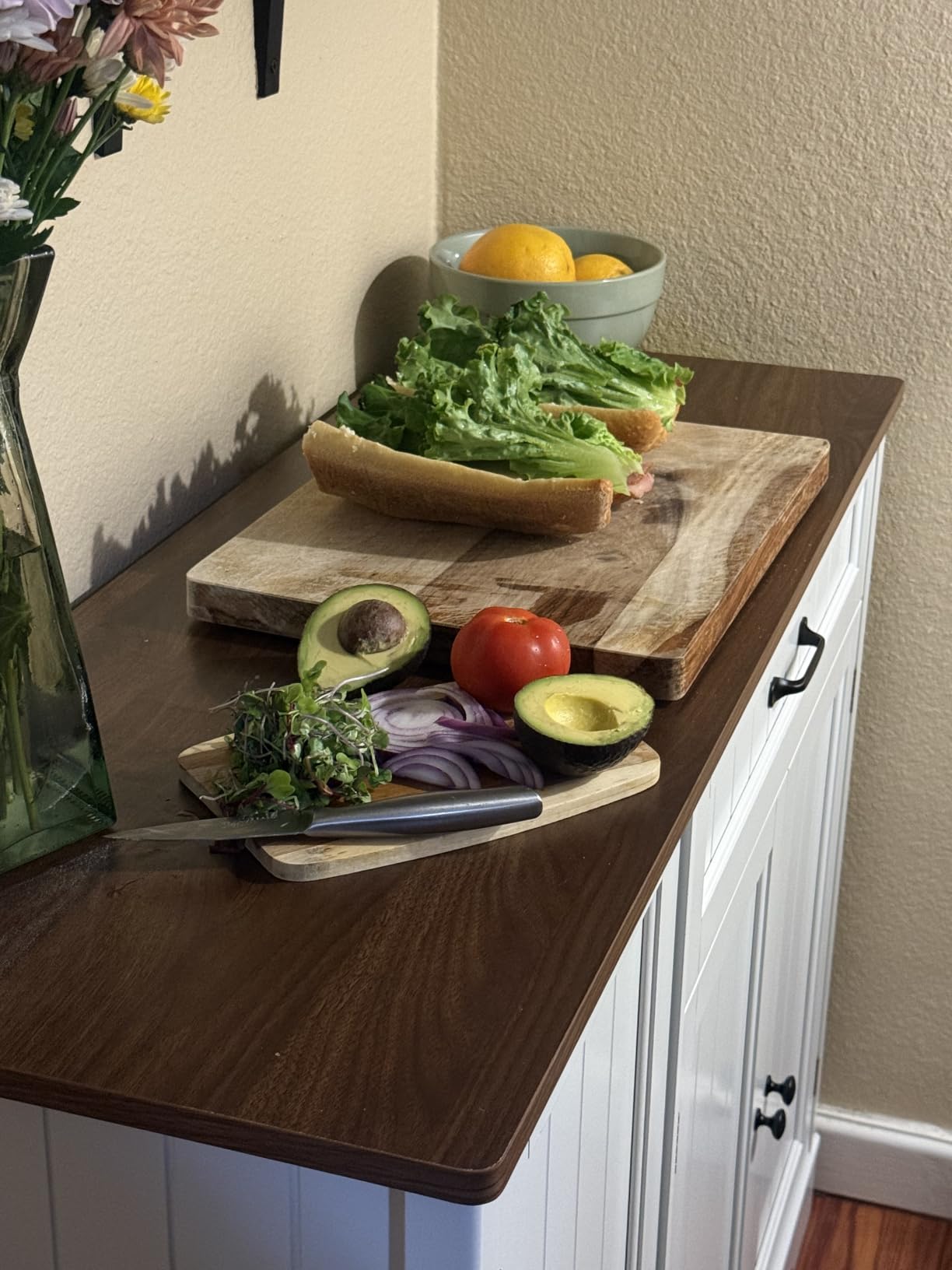 Gizoon Kitchen Coffee Bar Cabinet with Storage, White and Rustic customer photo 2