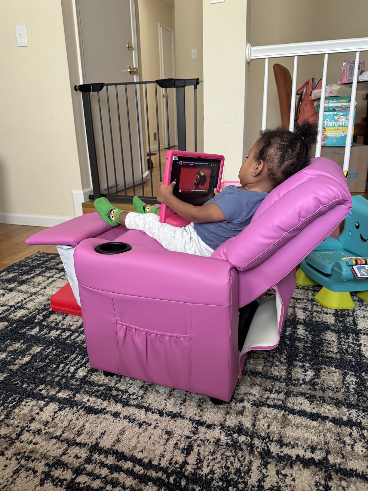 Kids Recliner Chair PU Leather Reclining Toddler Push Back Sofa Ages 1-6 customer photo 2