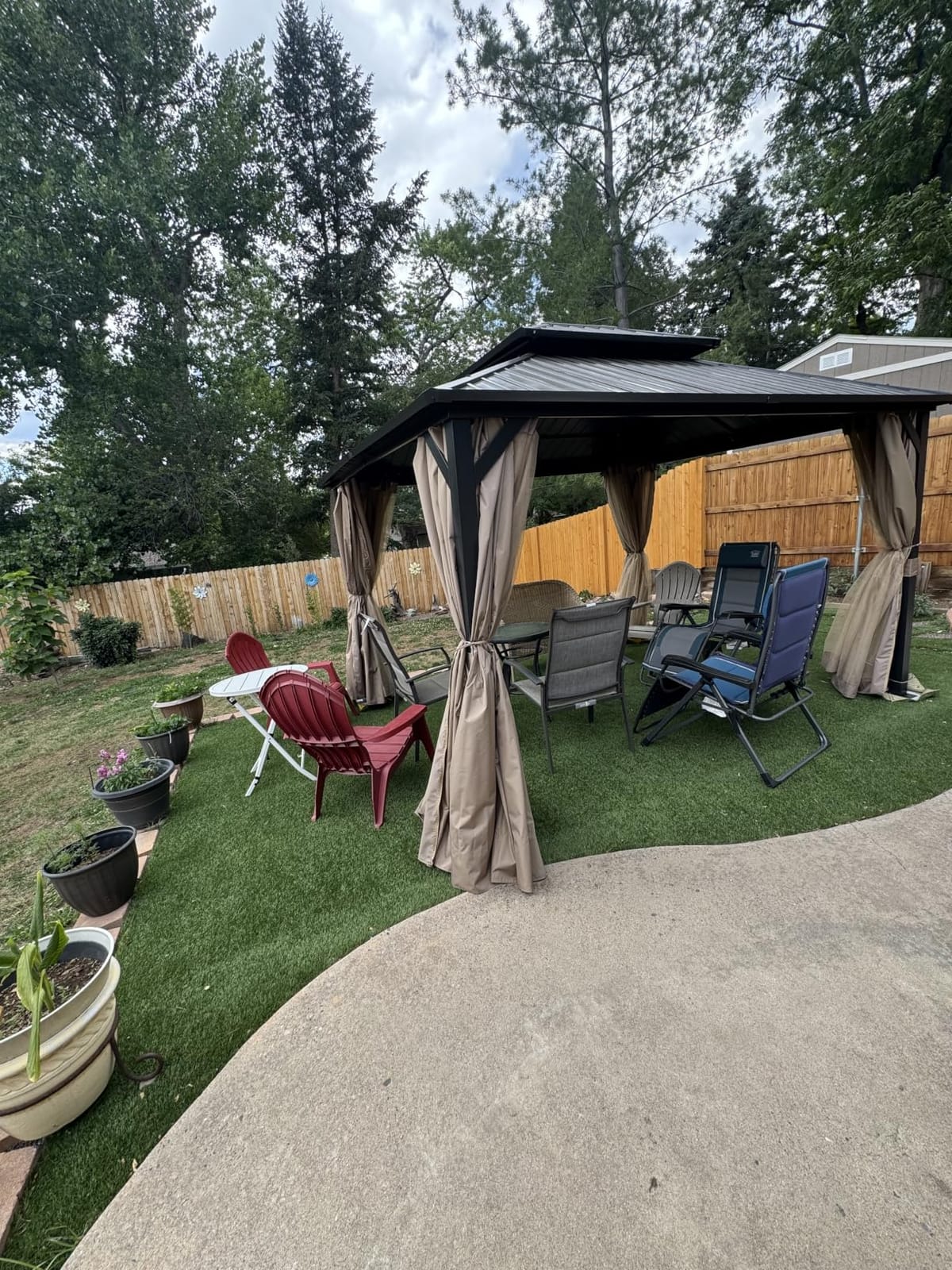 10’x12’ Hardtop Gazebo, Galvanized Steel Double Roof Canopy with Heavy-Duty Steel Frame, Outdoor Pavilion with Nettings and Curtains customer photo 1