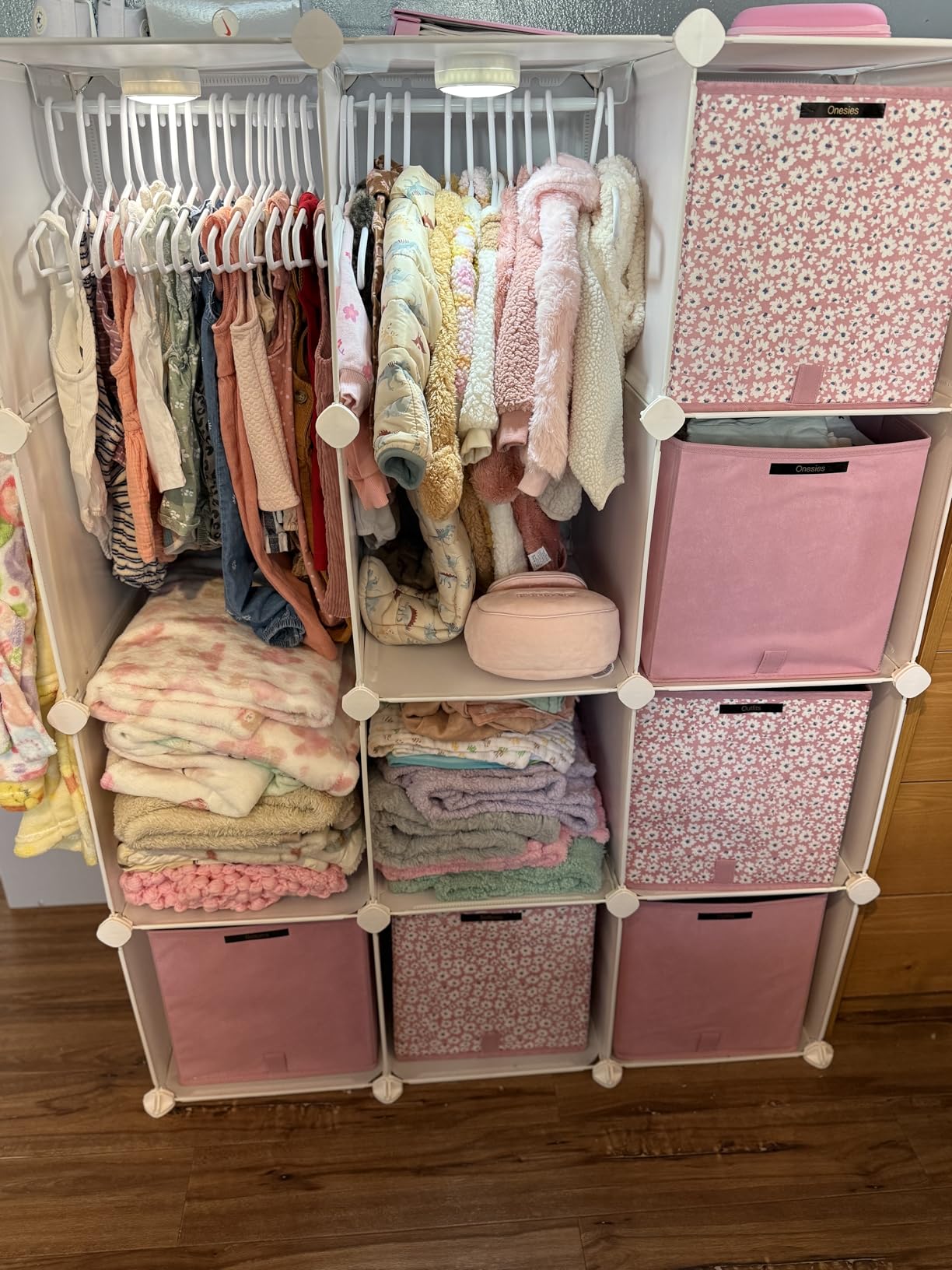 VIPZONE Baby Dresser, Kids Closet Organizers, Portable Kids Wardrobe for Closet, Bedroom, Nursery, Cubby, Cabinet, Clothes, Dress, Baby Storage Shelf, Armoire Clothes Hanging (Blue) customer photo 1