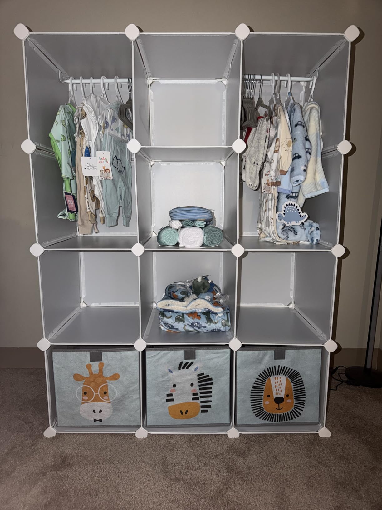 VIPZONE Baby Dresser, Kids Closet Organizers, Portable Kids Wardrobe for Closet, Bedroom, Nursery, Cubby, Cabinet, Clothes, Dress, Baby Storage Shelf, Armoire Clothes Hanging (Blue) customer photo 2