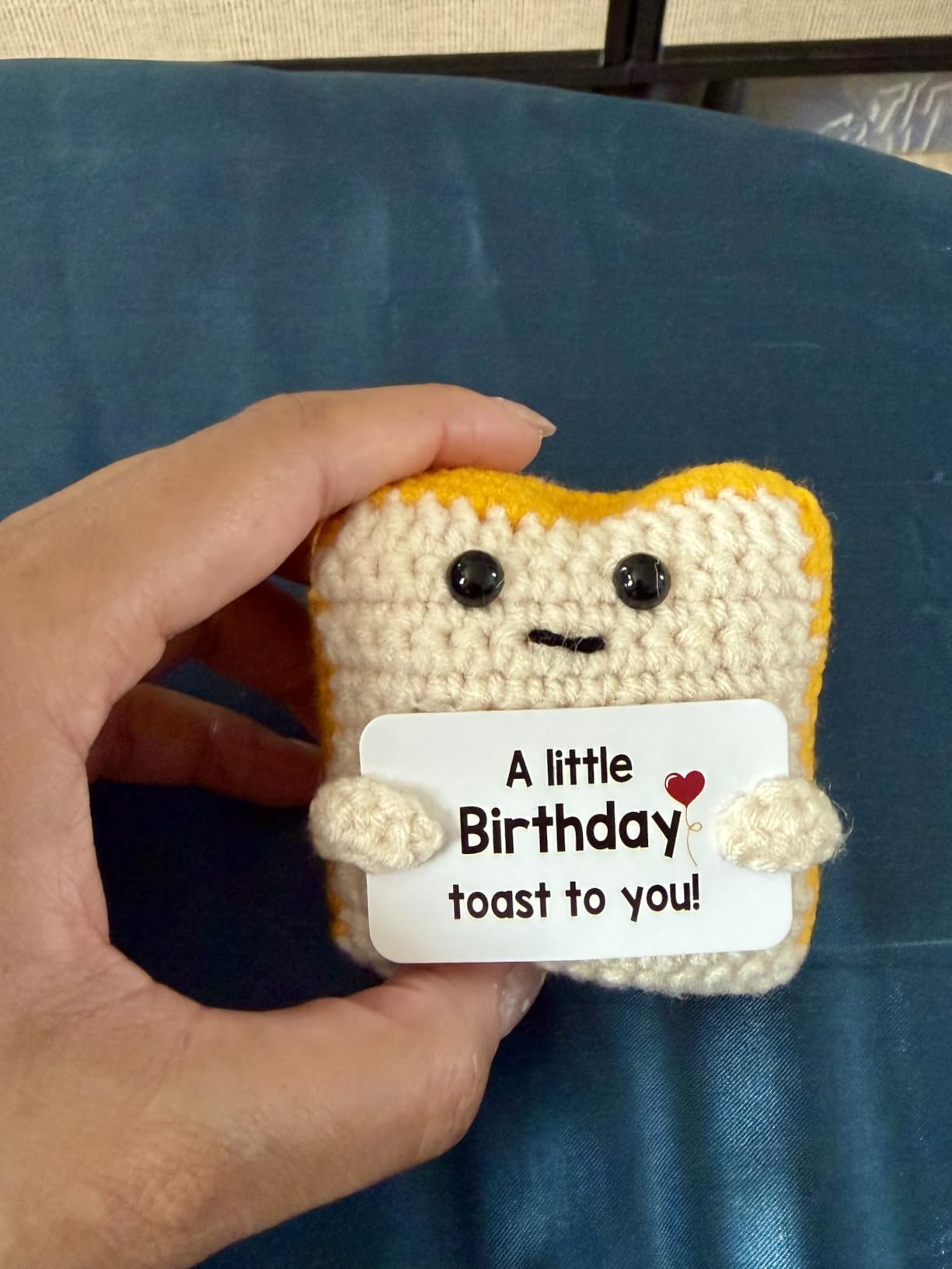 A little Birthday Toast to you - Funny Happy Birthday Gifts for Women, Men, Mom, Dad, Sister, Best Friend - Unique Birthday Decorations Crochet Toast Gift Card for Her Him Coworker Gifts Ideas customer photo 2
