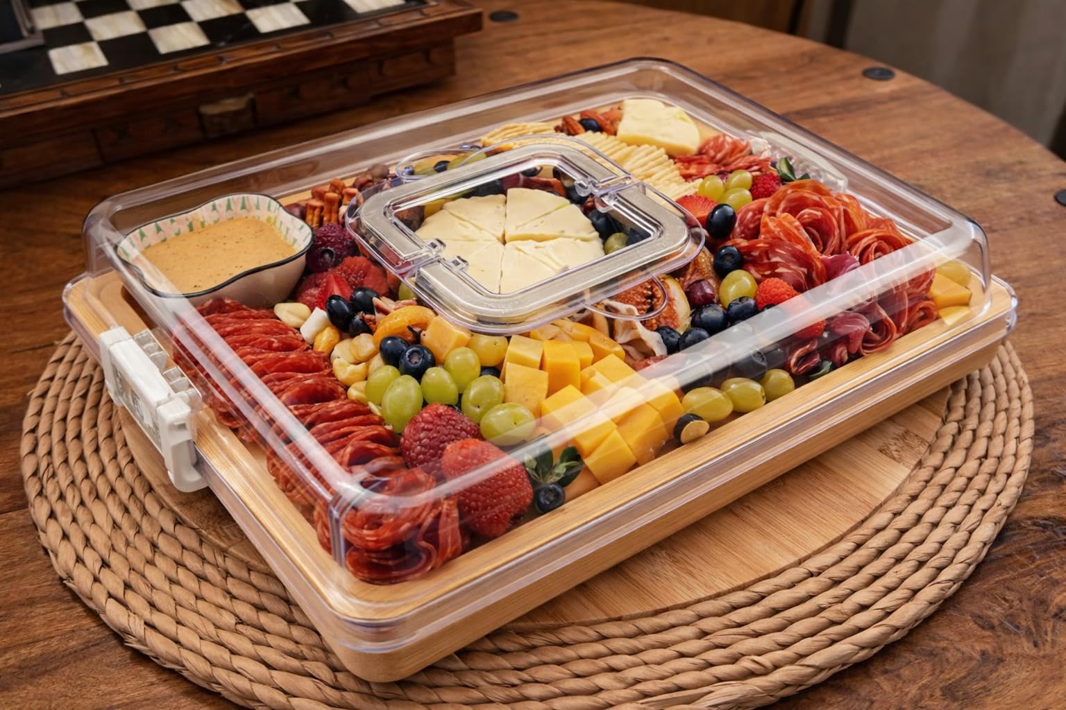 CAWIU Large Charcuterie Board with Lid, Portable Cheese Board & Snack Tray customer photo 2