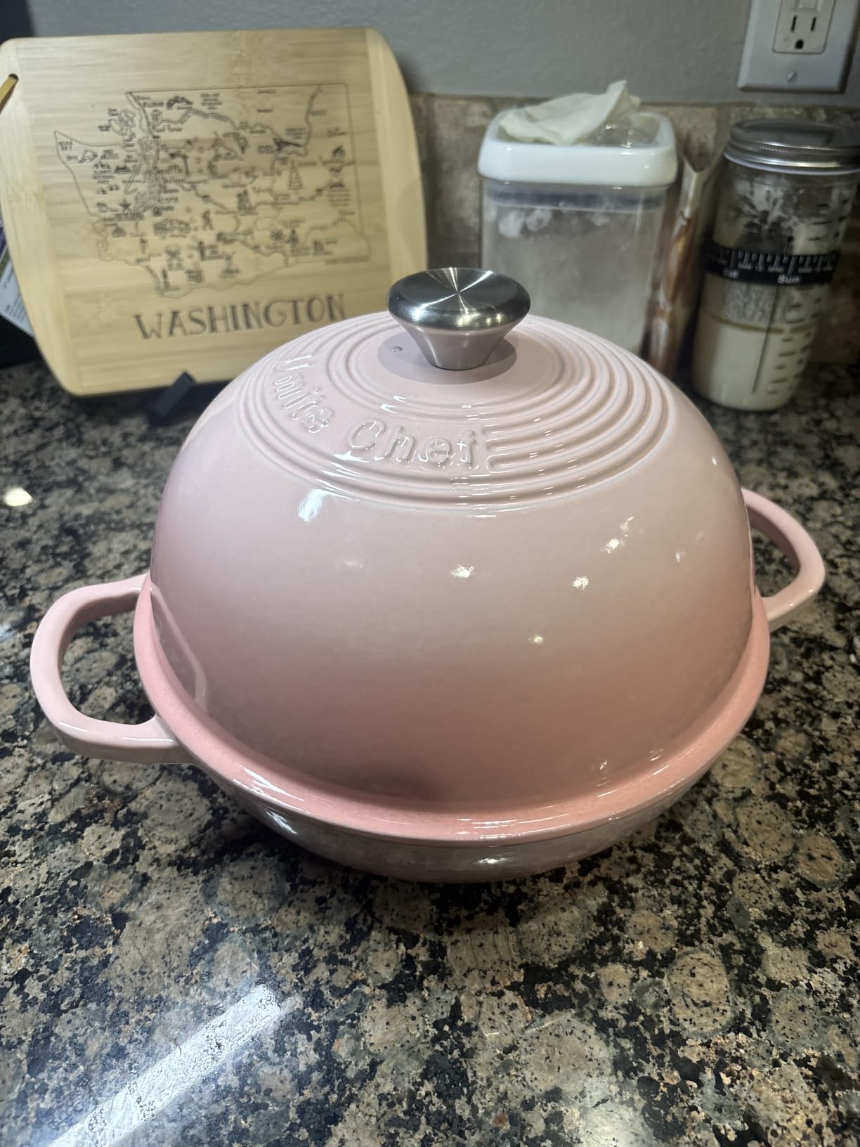 Enameled Round Cast Iron Bread Oven, 6 Qt Cast Iron Dutch Oven for Homemade Sourdough Bread Baking, Bread Pot with Dome Lid & Cotton Potholders (Cream White) customer photo 2