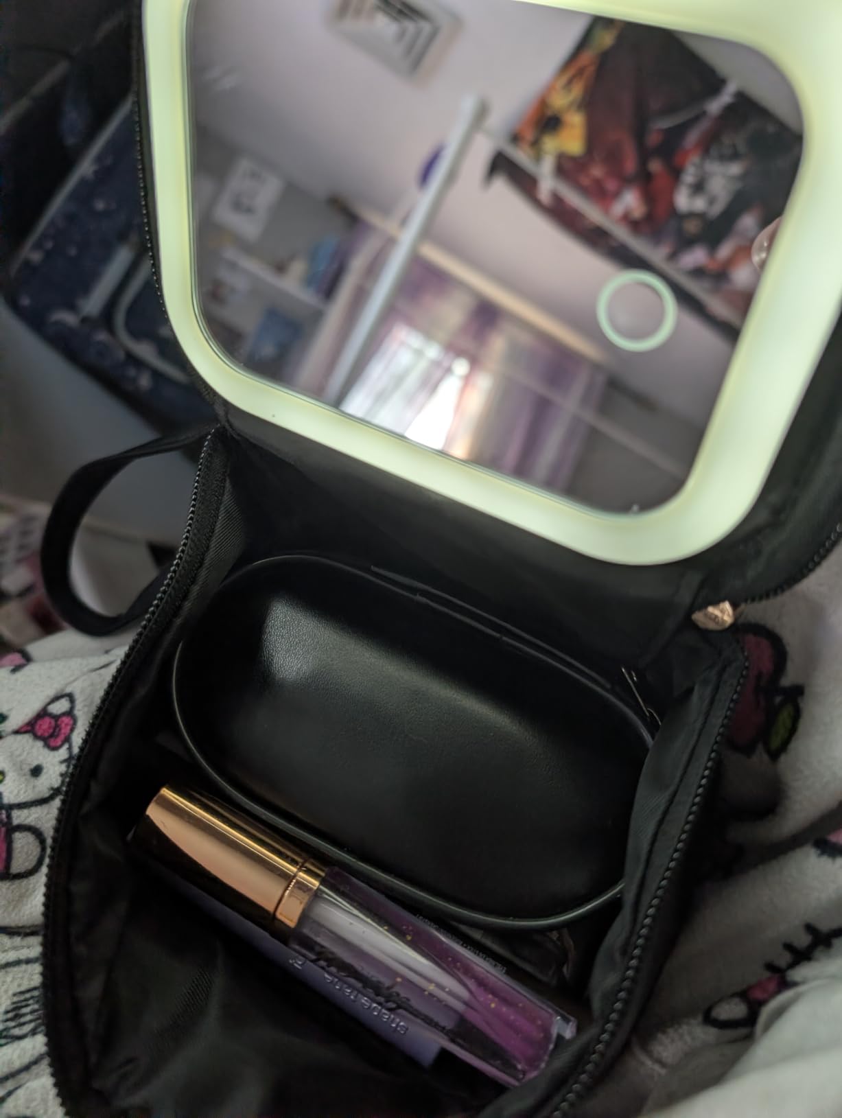 Relavel Mini Makeup Bag with Led Mirror, Small Makeup Bag with 3 Light Mode customer photo 2