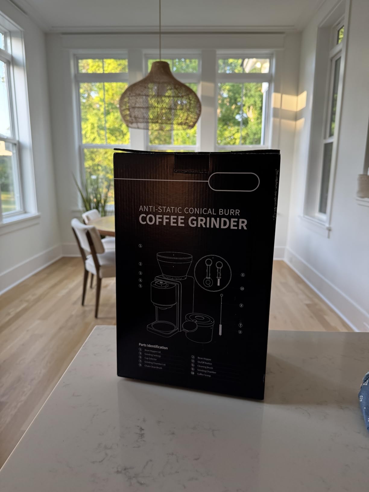 KIDISLE Conical Burr Coffee Grinder, Electric Coffee Bean Grinder for Precise Grinding, 35 Settings, 2–12 Cup Selector, Anti-Static Design for Home Use, Black customer photo 1