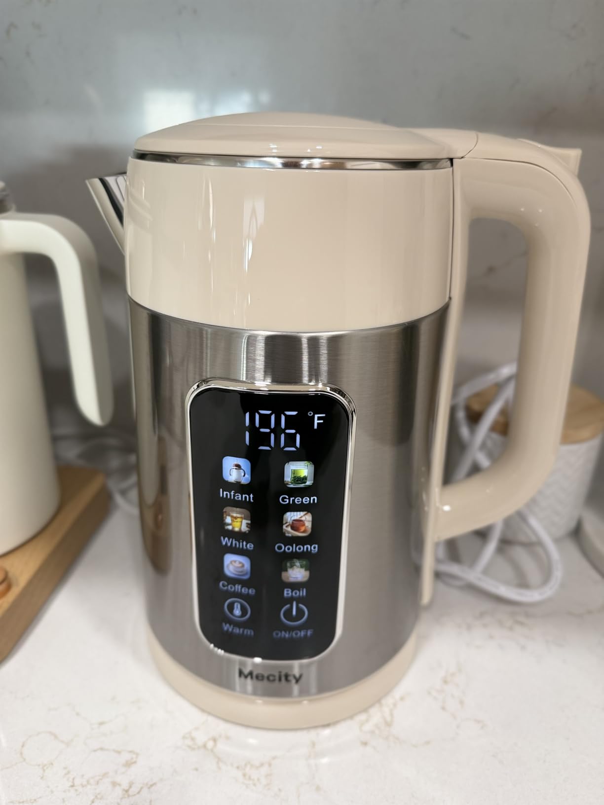 Mecity Electric Kettle 1.7L Touch Screen Temperature Control Water Boiler, No Plastic Contact with Water. 6 Preset Temperature Programs, 2 Hours Keep Warm, Auto Shut Off, Dark Grey customer photo 1