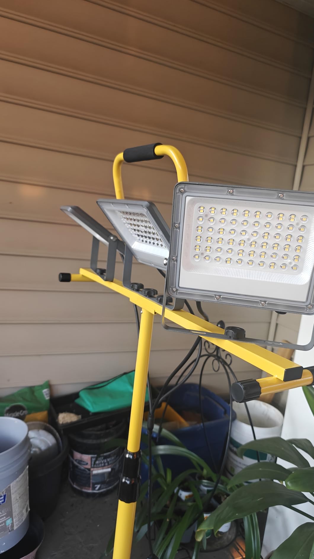 30000 Lumen LED Work Lights with Stand - 3 Adjustable Head Waterproof Foldable Tripod Light, 6500K Daylight (47-68