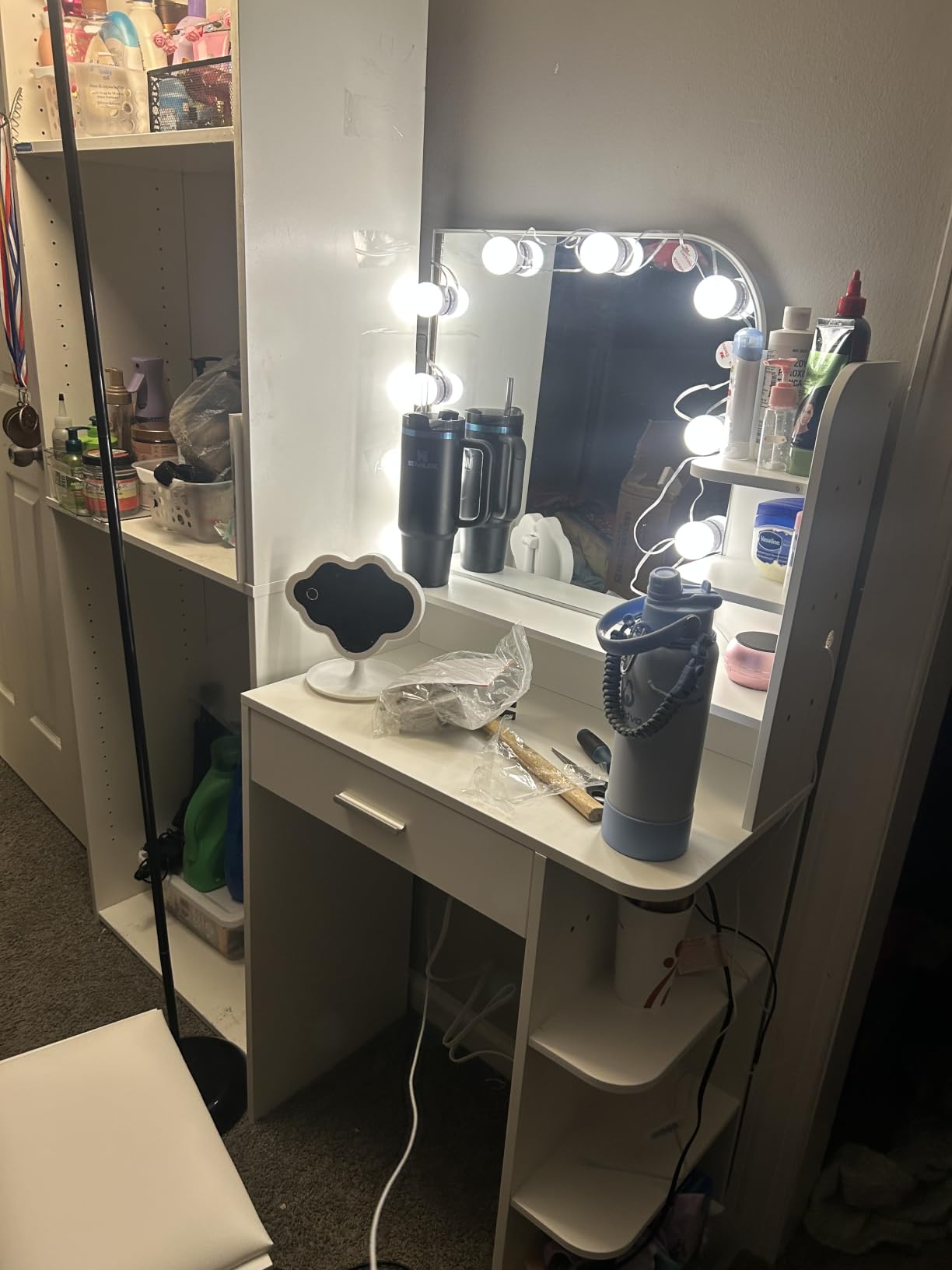 wanan Small Vanity, Set with Chair, Big Mirror & Lights, for Girls, White customer photo 2