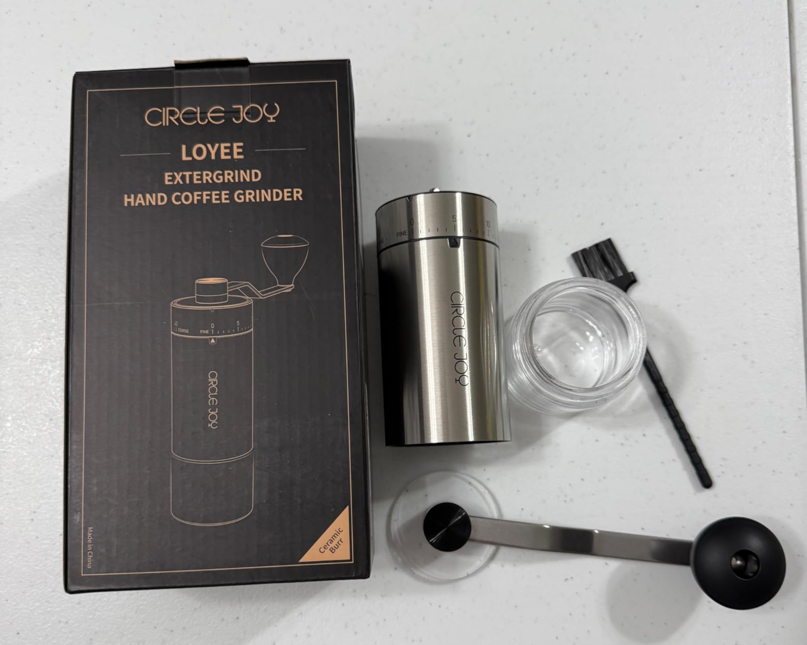 CIRCLE JOY Mini Manual Coffee Grinder with 40 External Adjustable Settings and Ceramic Conical Burr, Portable Stainless Steel Hand Coffee Grinder for Home and Travel customer photo 1