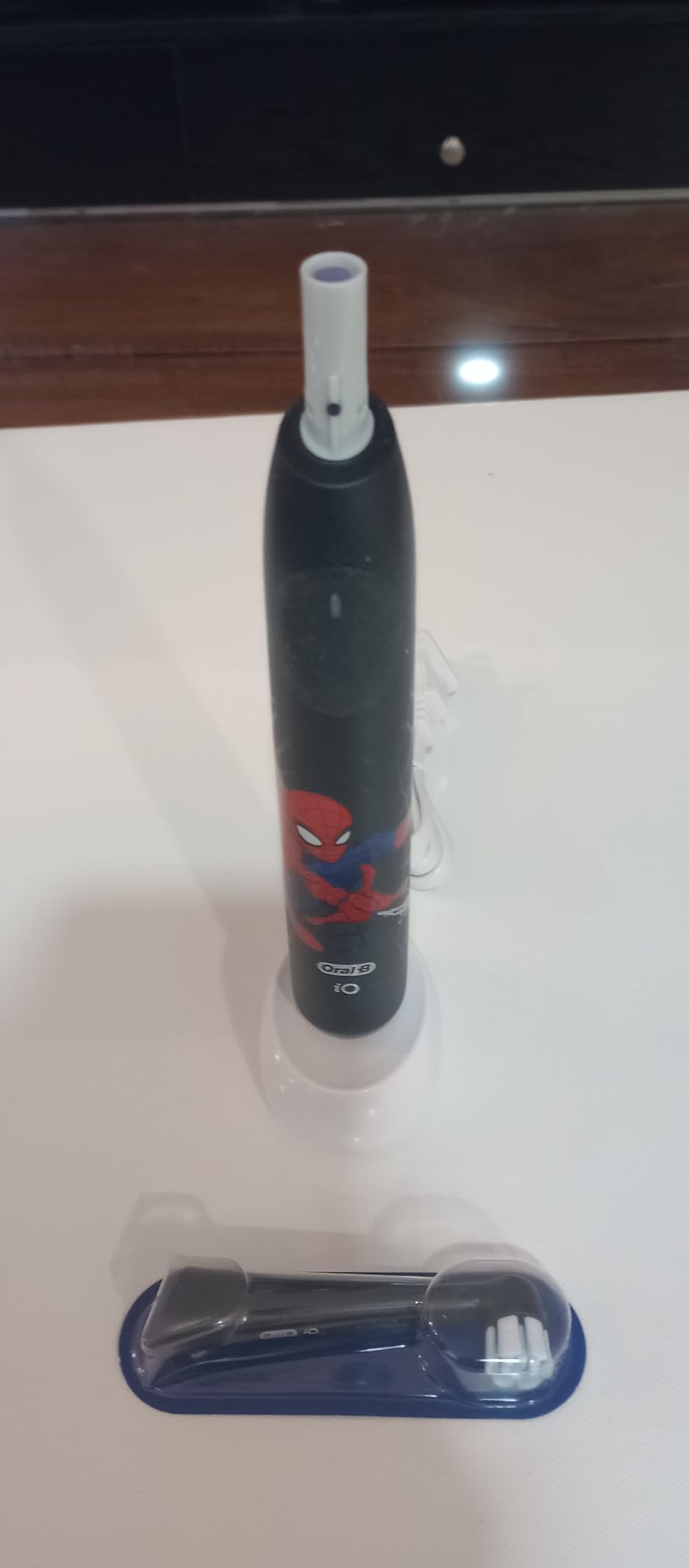 Oral-B iO Kids Limited Rechargeable Electric Powered Toothbrush, Spiderman with 1 Gentle Care Brush Head - Automatic Pressure Sensor to Protect Gums - 3 Cleaning Settings - 2 Min Music Timer customer photo 2