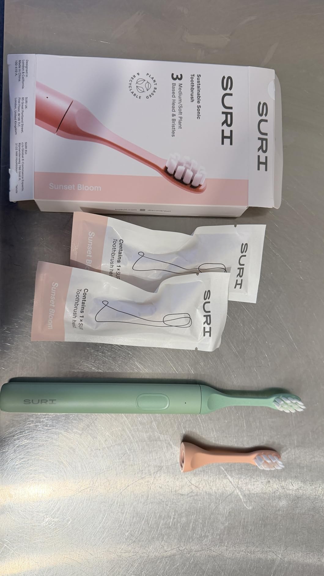 SURI Pro Sonic Electric Toothbrush | Over 4+ Weeks Battery | UV Cleaning Travel Case | Pressure Sensor | Aluminium Body | 2-Minute Timer | Plant-Based Head | Blue customer photo 1