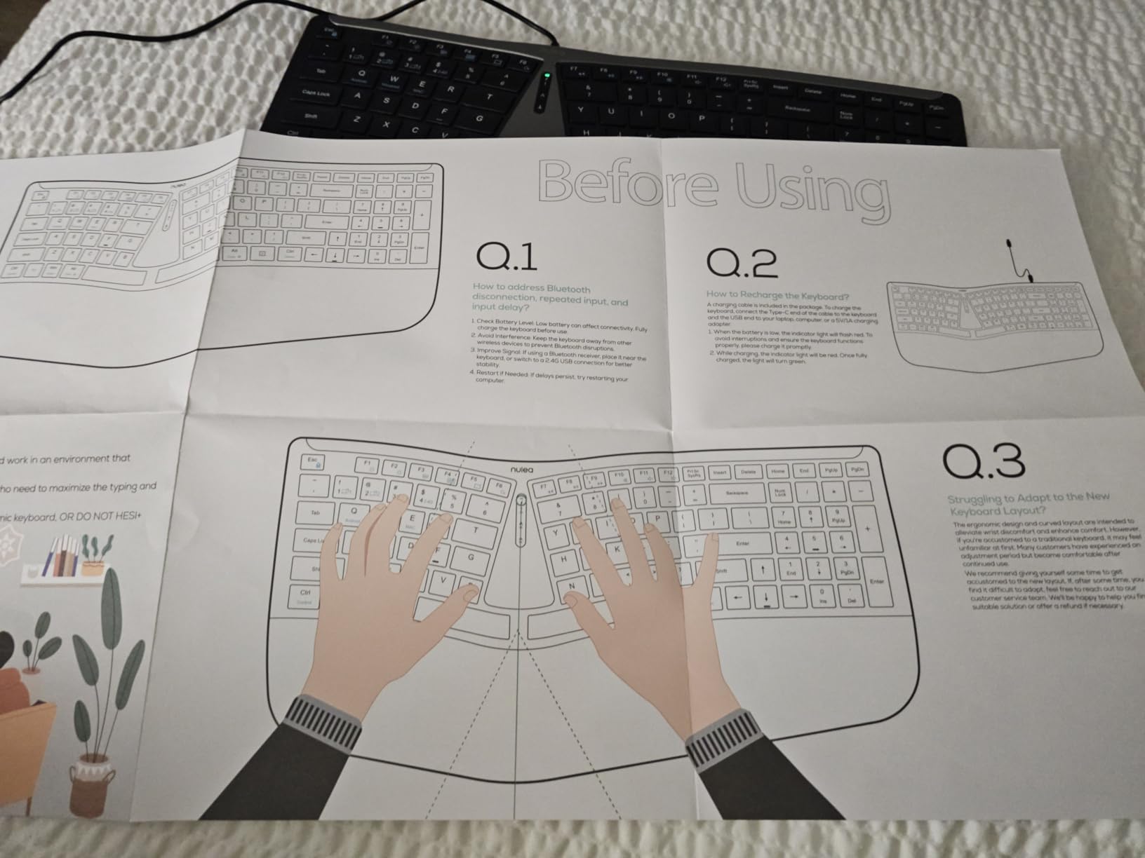 Nulea Ergonomic Split Wireless Keyboard with Cushioned Wrist Rest customer photo 2