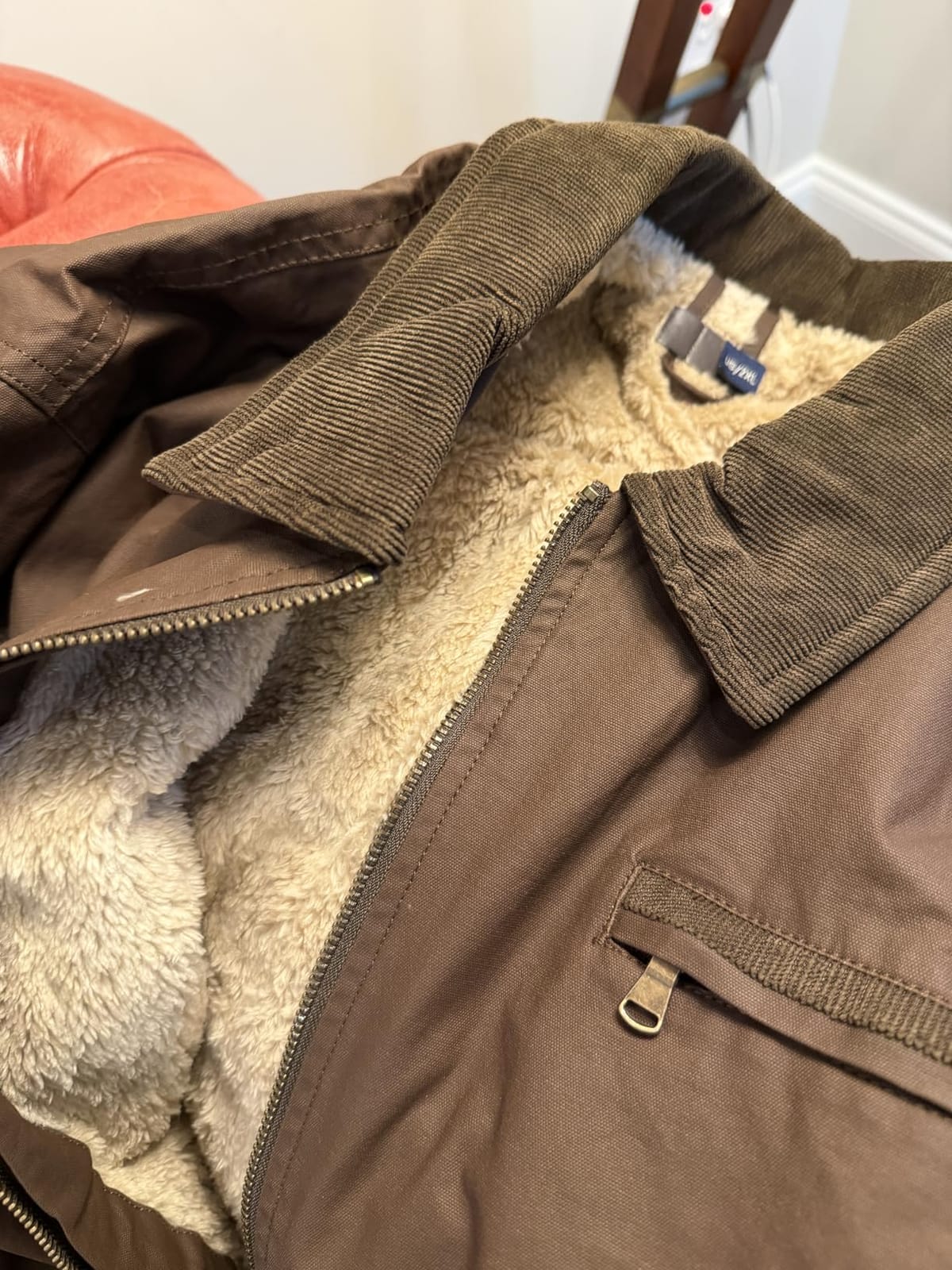 Mr.Stream Men's Waxed Cotton Duck Canvas Water-Repellent Sherpa Lined Fleece Front-Zip Jackets customer photo 1