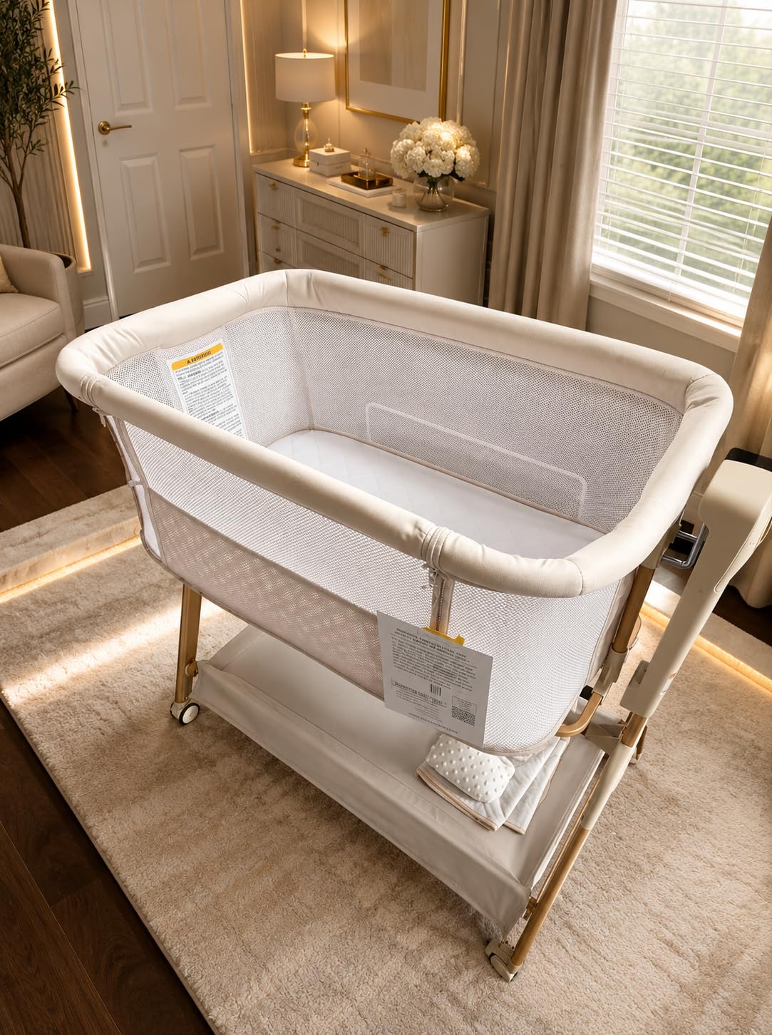 Ezebaby Baby Bassinet Bedside Sleeper: 3-in-1 Rocking Bassinet for Baby - Breathable Full-Mesh Crib with Mattress | 6 Height Adjustable | Portable Crib with Lockable Wheels for Newborns customer photo 1
