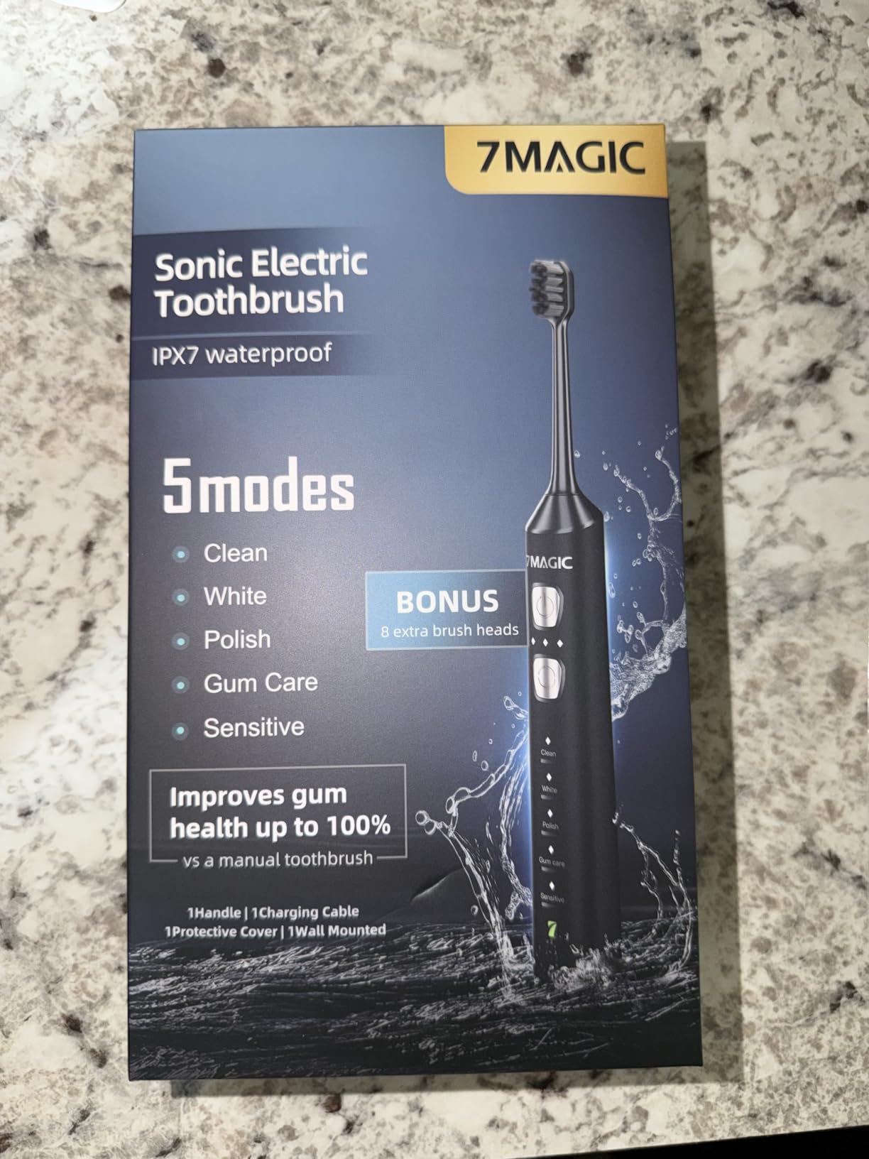 7MAGIC Sonic Electric Toothbrush, 180-Day Runtime, 42000 VPM, 8 Heads, Black customer photo 1