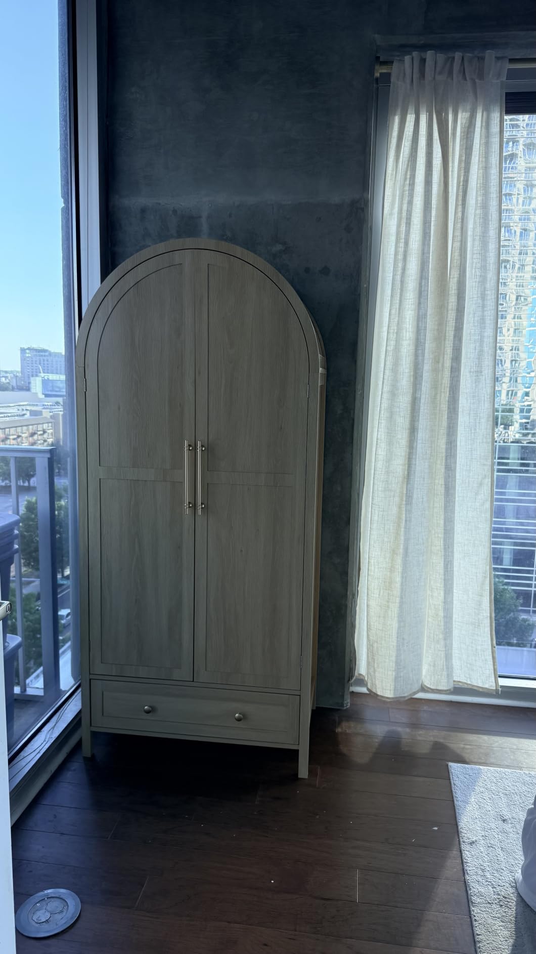 VINGLI Fluted Wardrobe Closet Armoire with Doors And Drawers, Wardrobe Cabinet with Hanging Rack, Bedroom Closet Wood, Oak Free Standing Armoire with Shelf and Solid Wood Legs, 31.5