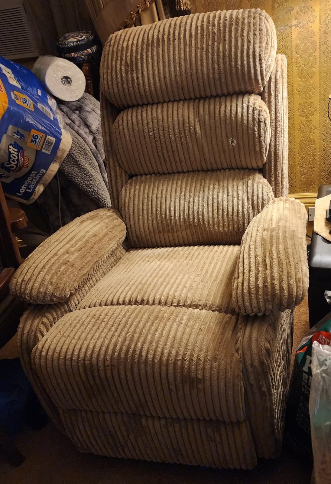 Velvet Upholstered Glider Recliner Chair – 360° Swivel Rocker Chair for Adults, Small Rocking Chair for Small Spaces, Soft Fabric Recliner Chair with Side Pockets, Comfortable Nursery Chair,Brwon customer photo 2