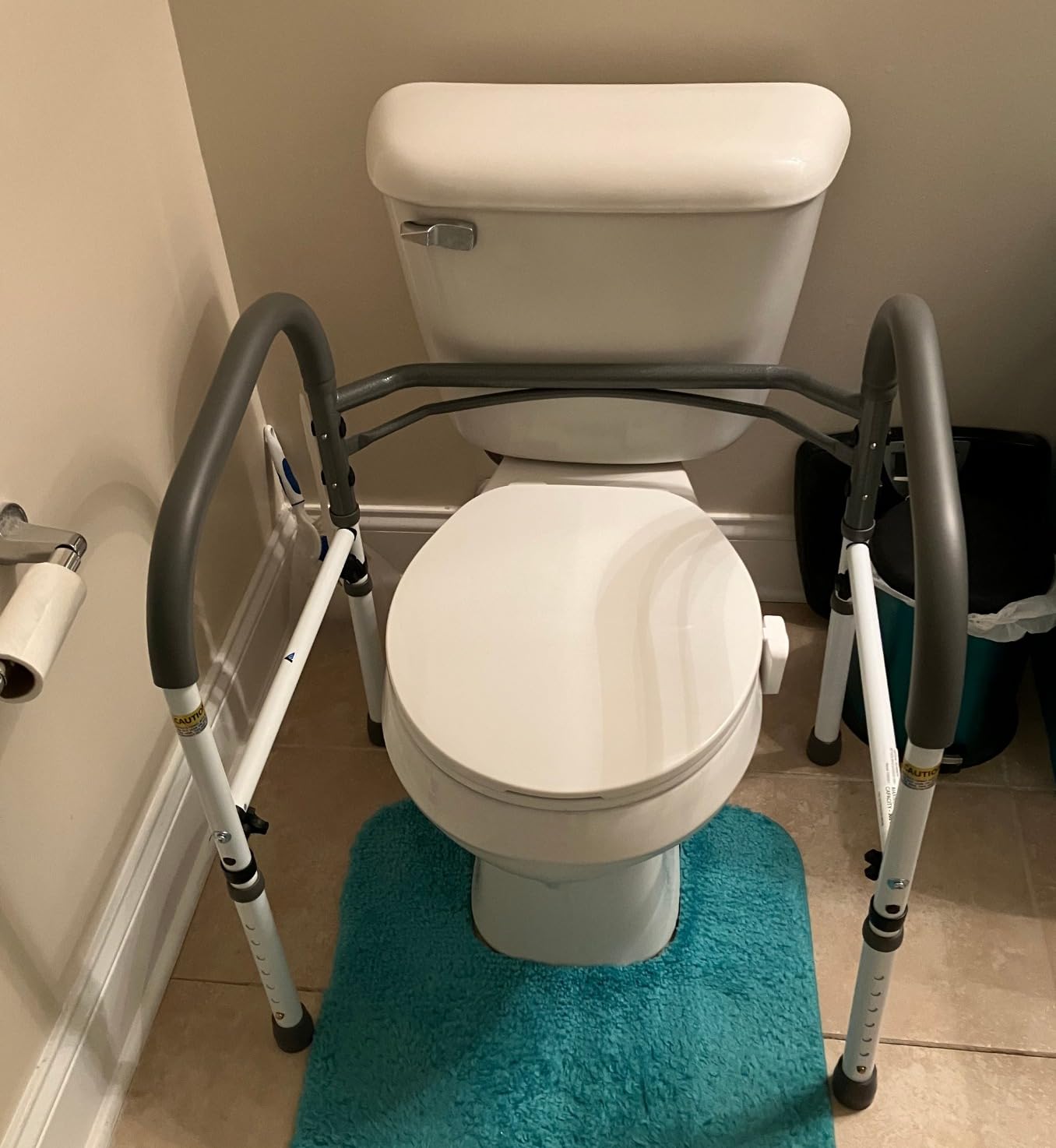 Vaunn Medical Adjustable Toilet Safety Rail for Seniors, Foldable Toilet Safety Frame for Elderly Adults, Bathroom Grab Bar Handle, Toilet Handle for Elderly & Disabled, Free-Standing (Gray) customer photo 1