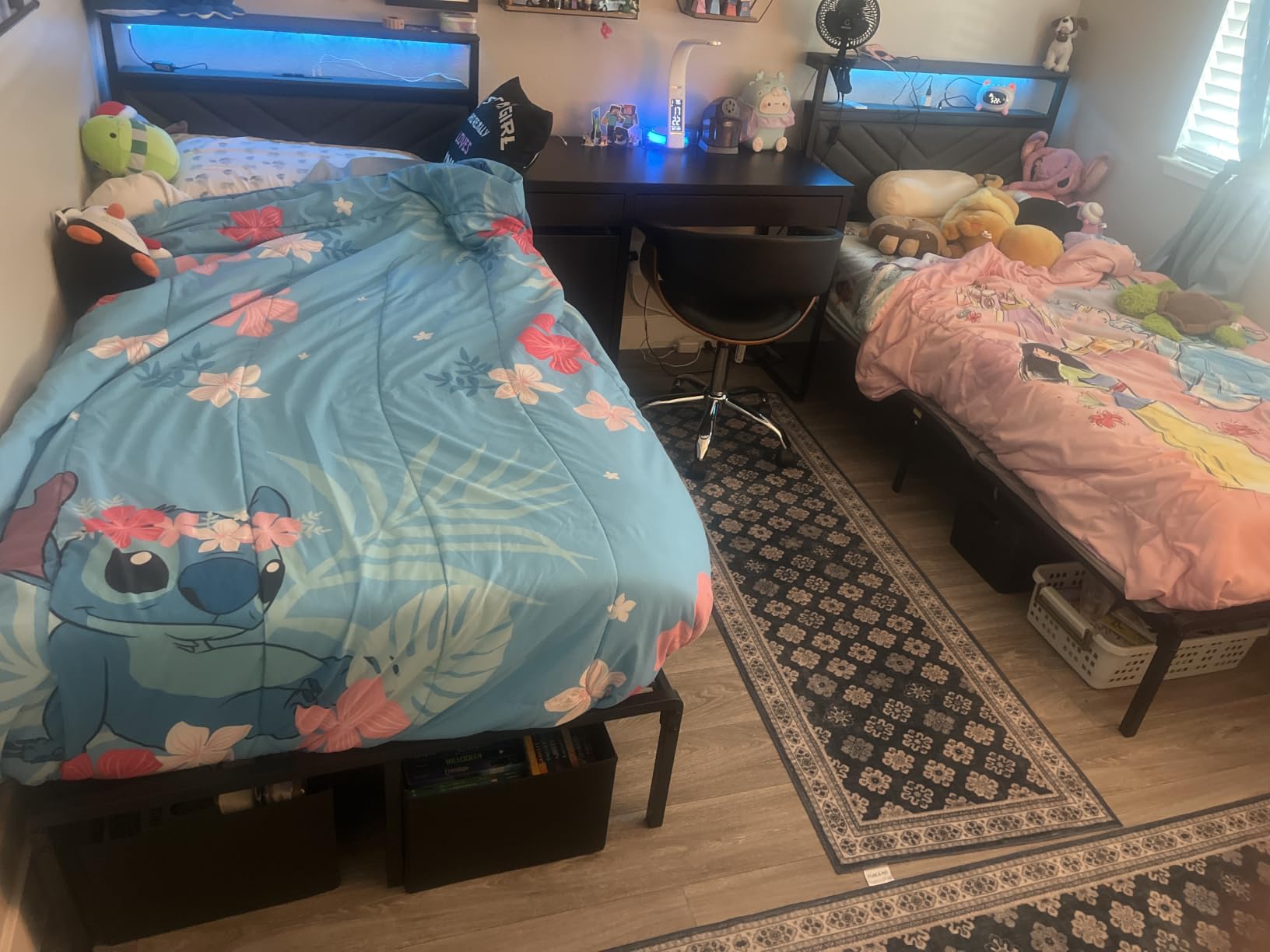 Fluest Twin Bed Frame with Storage Drawers, Upholstered Headboard with Charging Station, LED Lights, Fabric Drawers with Wheels, Under Bed Storage, No Box Spring Needed, Easy Assembly, Grey customer photo 2