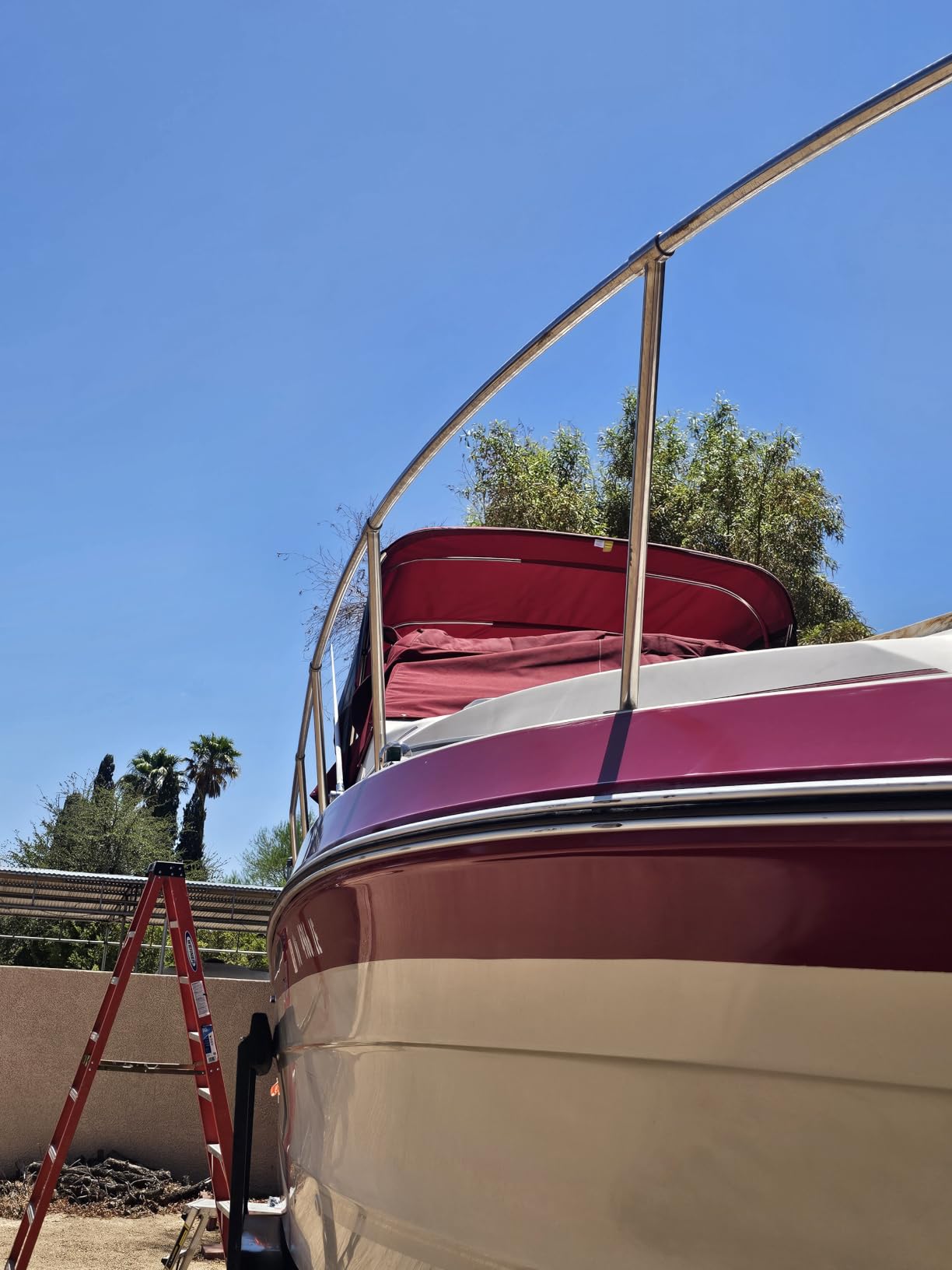 KAKIT 3 4 Bow Bimini Tops with Mesh Sidewalls Support Poles for Boats Marine Grade Canvas Top Includes 2 Straps Storage Boot 1 Inch Aluminum Frame customer photo 1