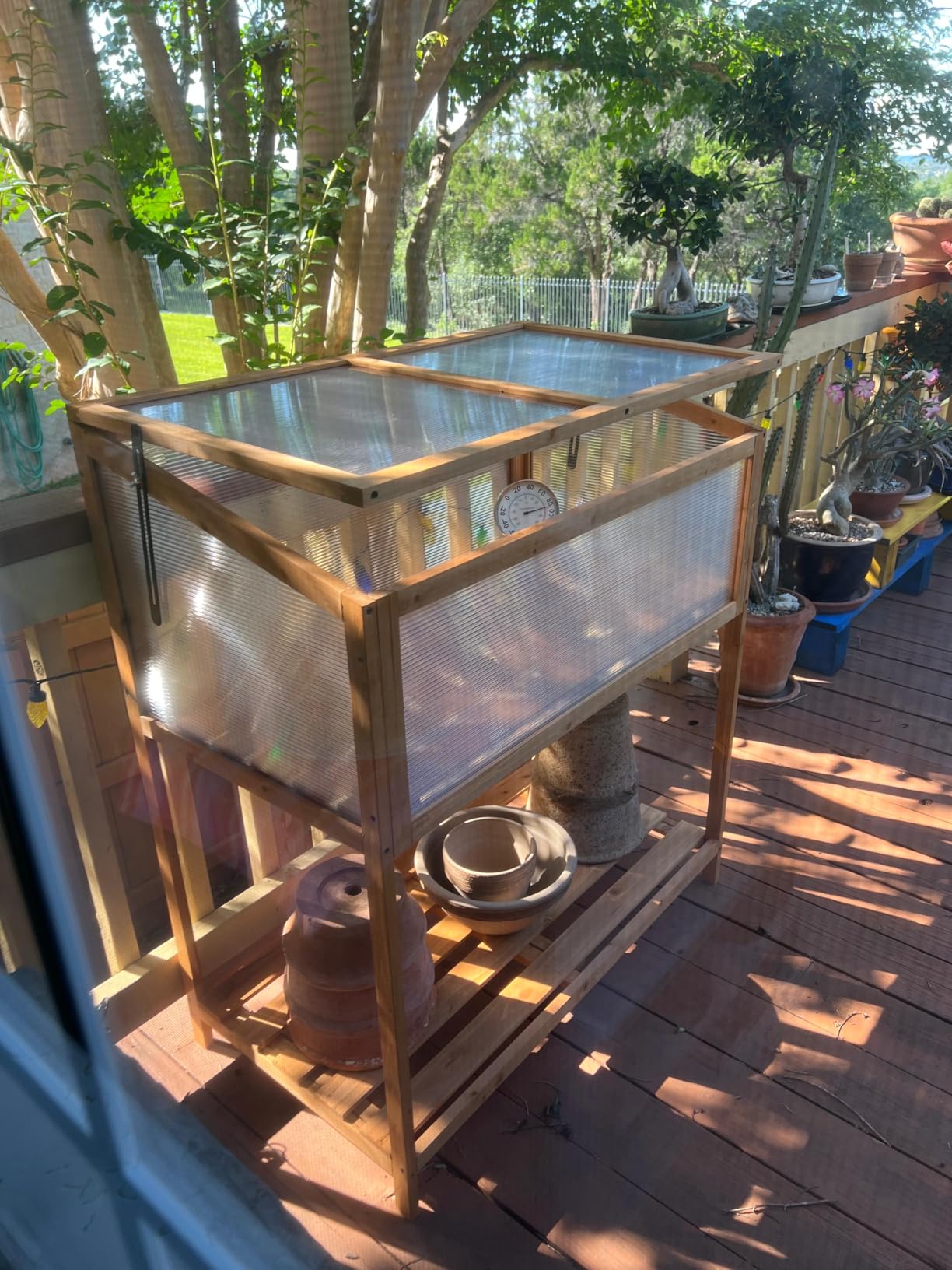 Giantex Wood Cold Frame Greenhouse, Portable Raised Planter Bed Protection with Transparent Flip-top Roof, Small Indoor Outdoor Hot House for Garden Sunroom Balcony, 37”x25”x16” customer photo 1
