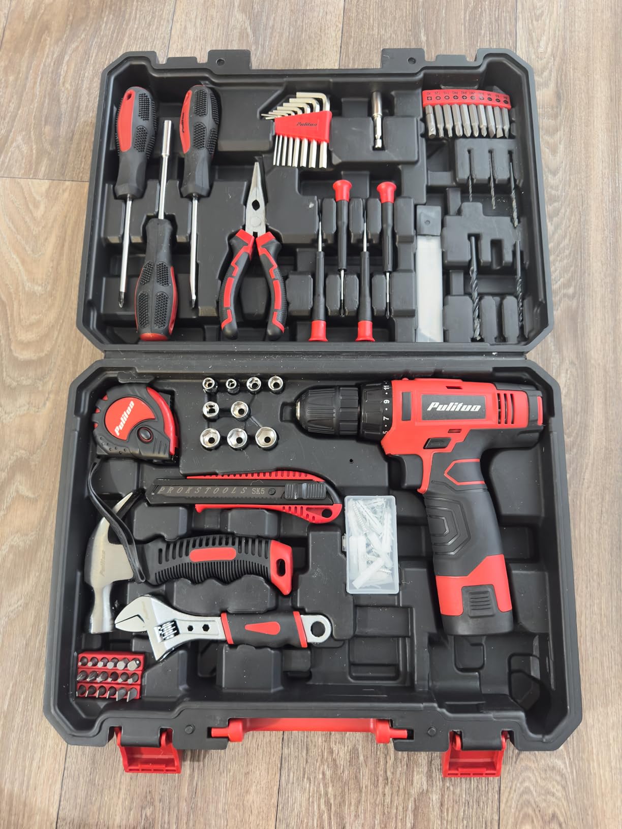 PULITUO Drill Set, 149-Piece Home Tool Set with 12V Pink Cordless Drill, Tool Box, Hand Tool Kits for Women & Men and DIY Enthusiasts, for Home Improvement customer photo 2