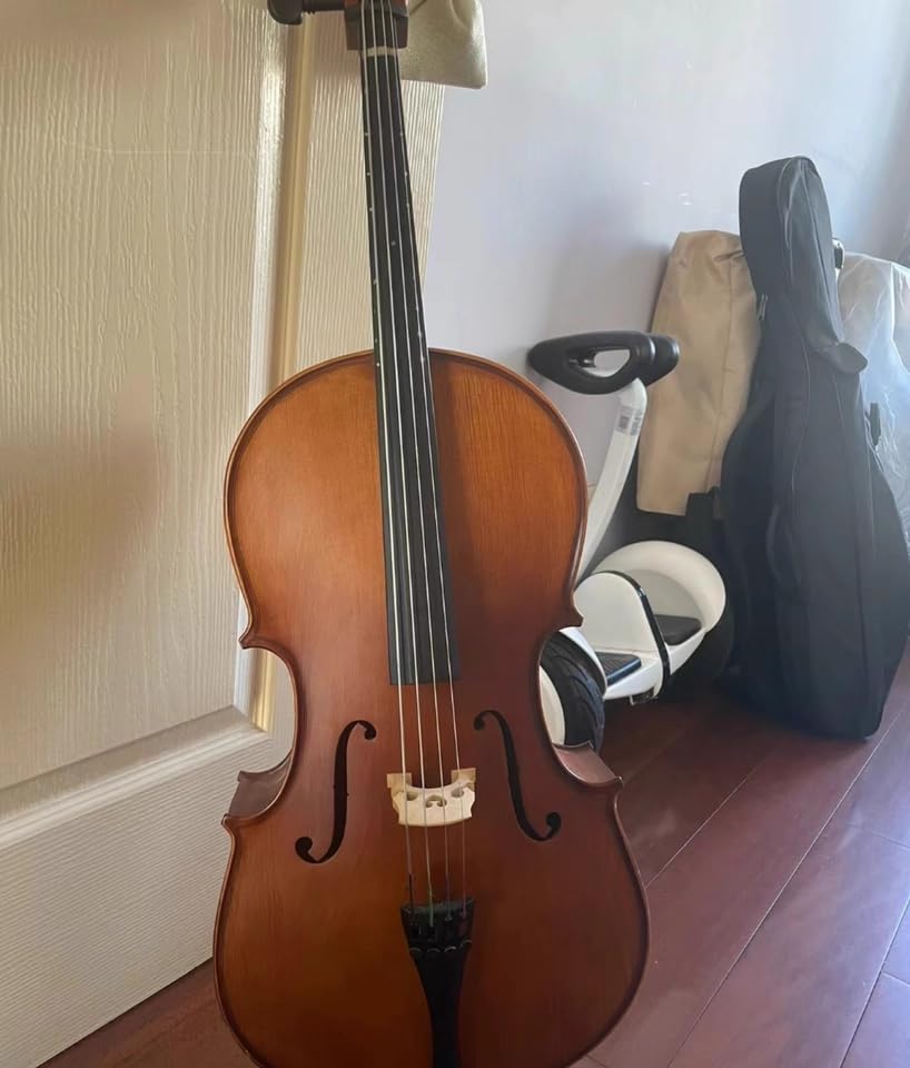 Full Size Cello Kit, Acoustic Cello Instrument for Adults,Beginners,Students,Complete Cello 4/4 Set with Portable Bag, Bow, Rosin (Black) customer photo 1