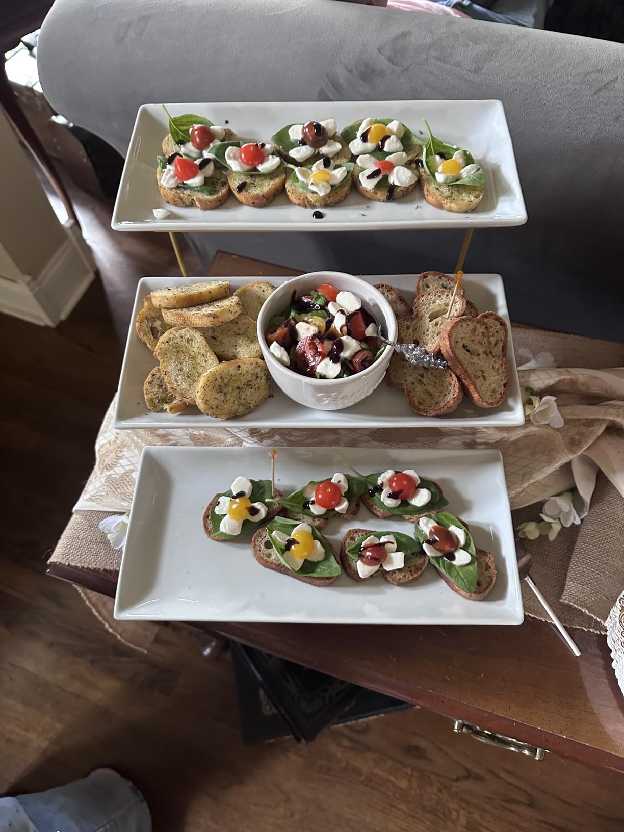 LAUCHUH 3 Tier Serving Trays for Party, Porcelain Dessert Party Display Set customer photo 2