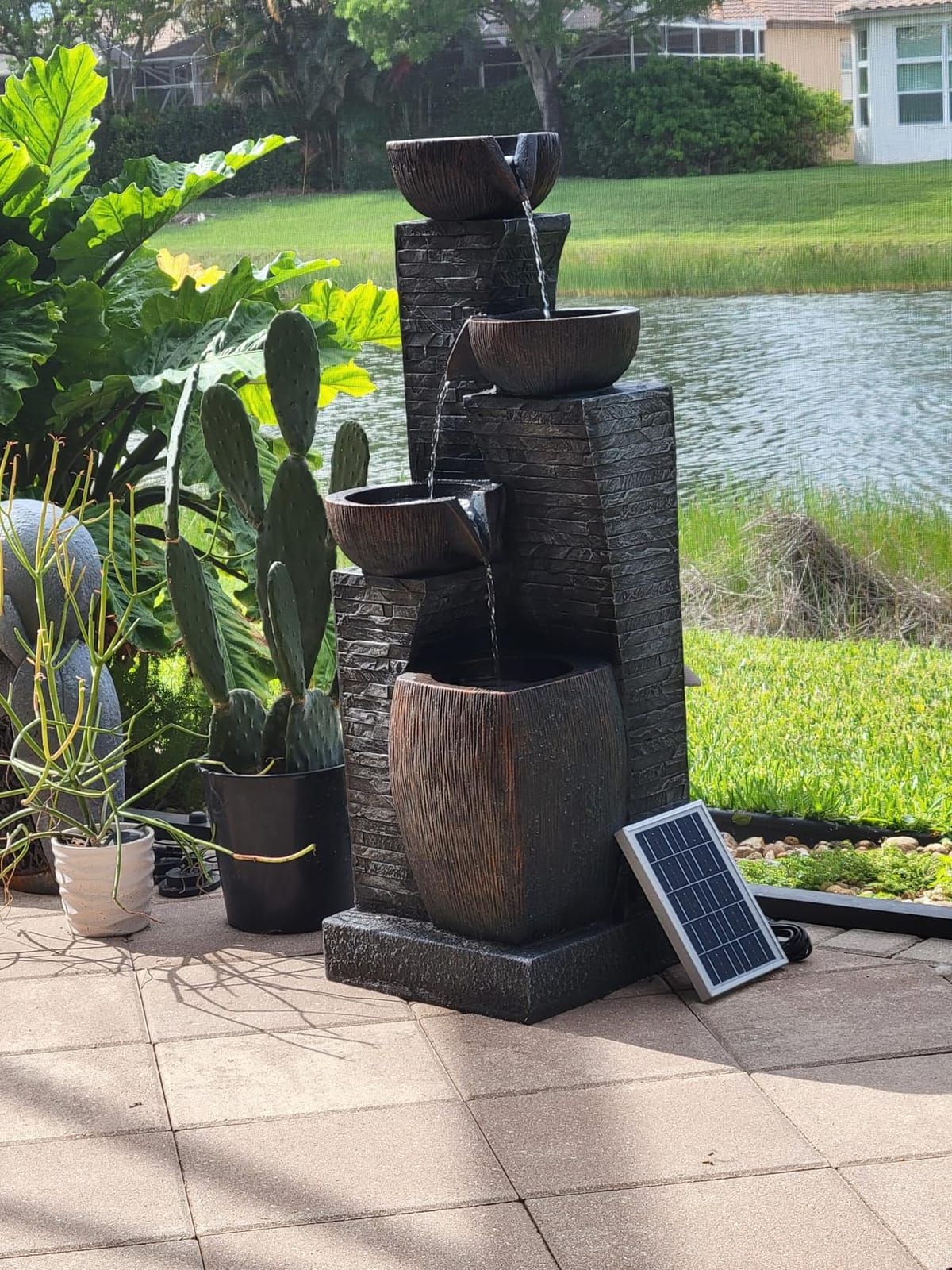 5 Tiers Solar Outdoor Water Fountain with LED Lights customer photo 2