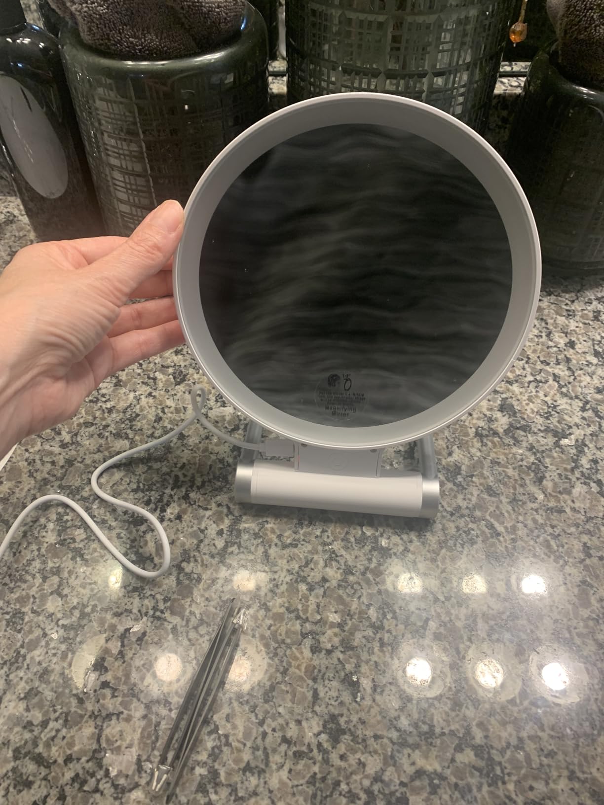 B Beauty Planet Magnifying Mirror with Light 30X, 2000mAh 1X/ 30X Magnifying Makeup Mirror with Standable Base & Tweezers, 3 Color Modes with Adjustable Brightness& Smart Display, Foldable for Travel customer photo 2