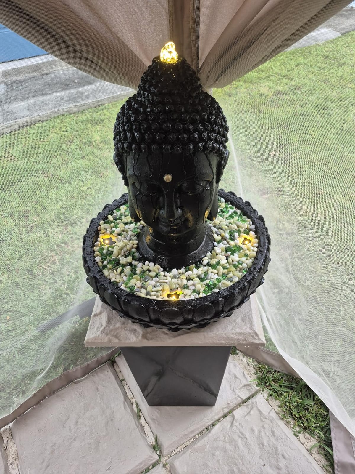 24'' Stacked Rock Solar Powered Water Fountain, Outdoor DIY Planter Pot Waterfall Fountain with LED Lights, Water Feature Landscape Decor for Garden, Patio, Backyard, Home Decoration customer photo 2