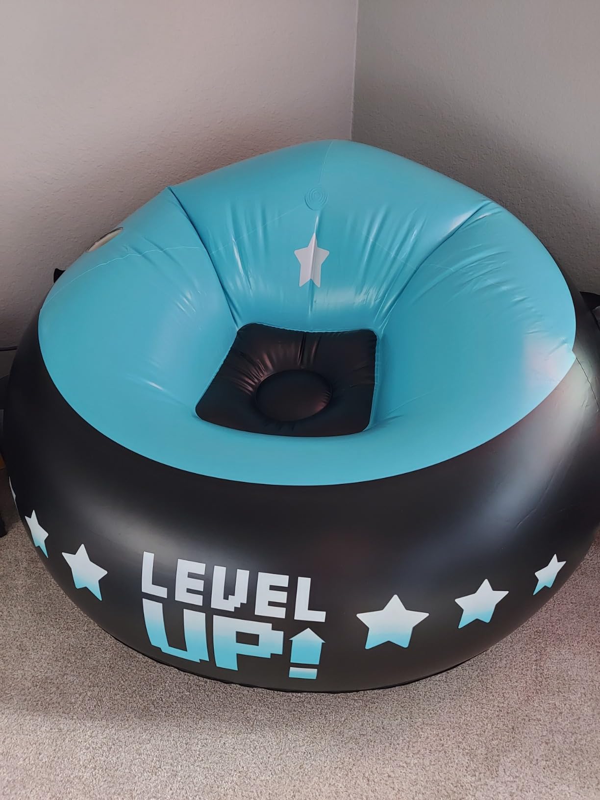 Inflatable Gaming Chair for Kids – Supports Up to 300 lbs, Includes Air Pump, Cup Holder, 2 Pockets – Durable Bean Bag Seat, Comfy Kids Gaming Chair & Top Gamer Chairs for Kid Room customer photo 1