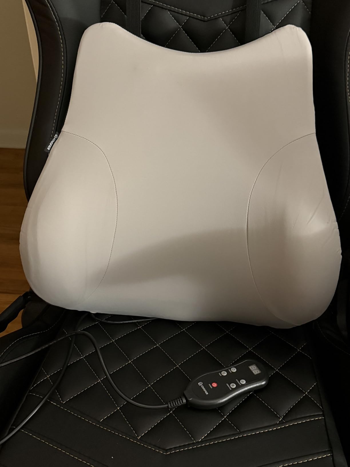 COMFIER Lumbar Support Cushion with Kneading Massage, Heat & Vibration, Ergonomic Back Support Pillow for Office Chair, Seat & Sofa Adjustable Comfort, Gray customer photo 1