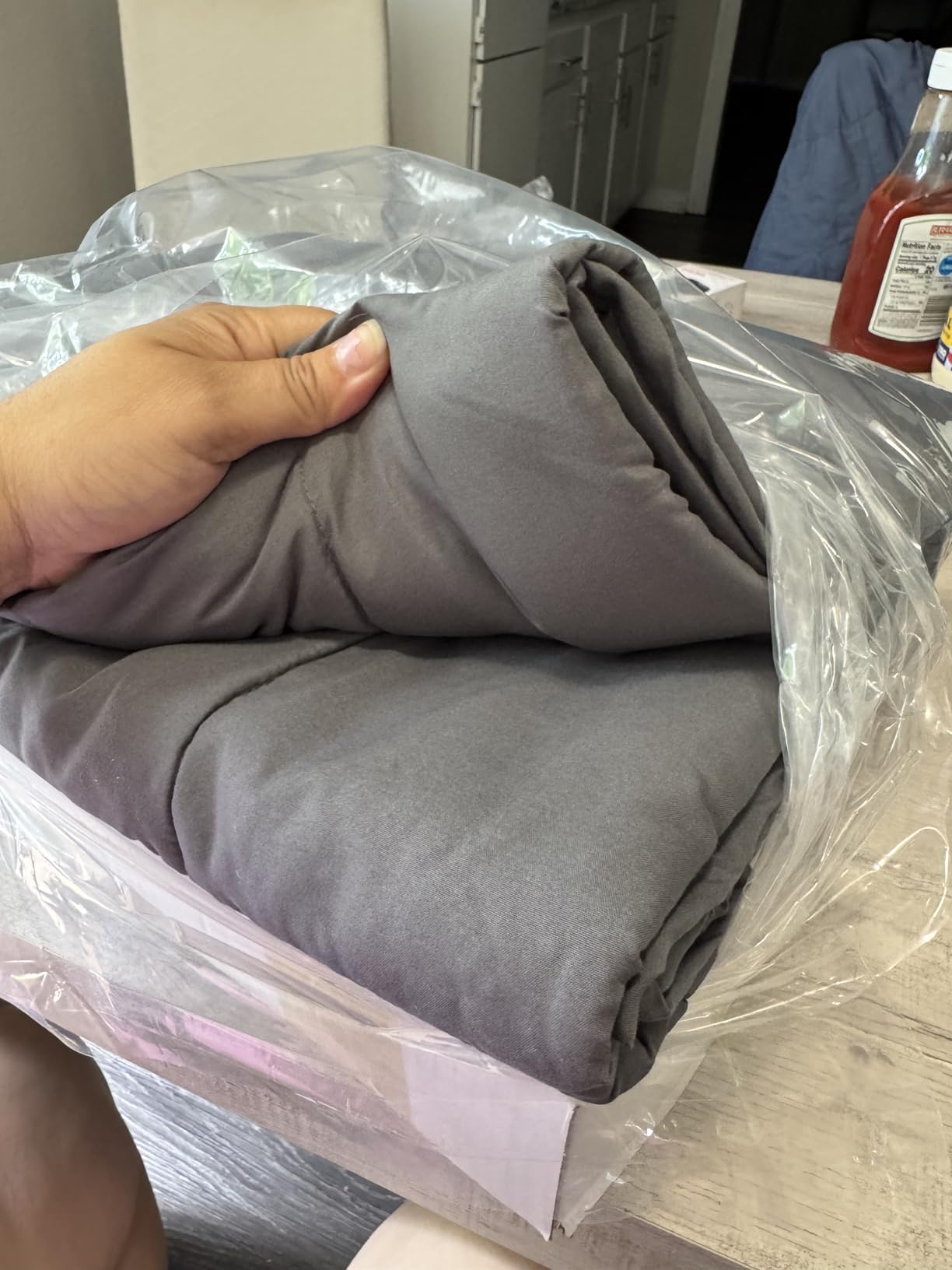 Smart Queen Weighted Blanket 5lbs (41”x60”,Grey) Throw Size Soft Cooling Heavy Blanket for Sleeping, Breathable All Season Comfort with Premium Glass Beads,Machine Washable customer photo 1