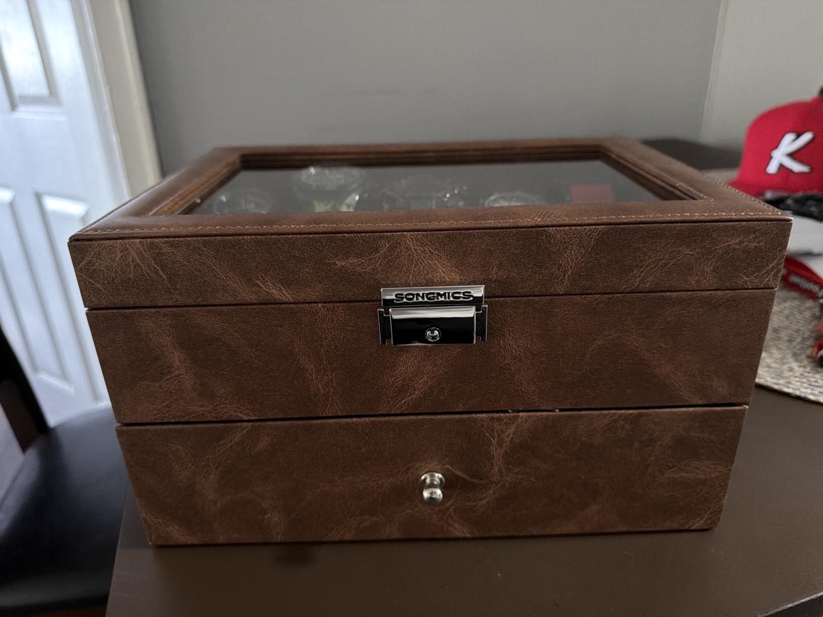 SONGMICS 20-Slot Watch Box, 3 Layers, Glass Lid, Lockable customer photo 1