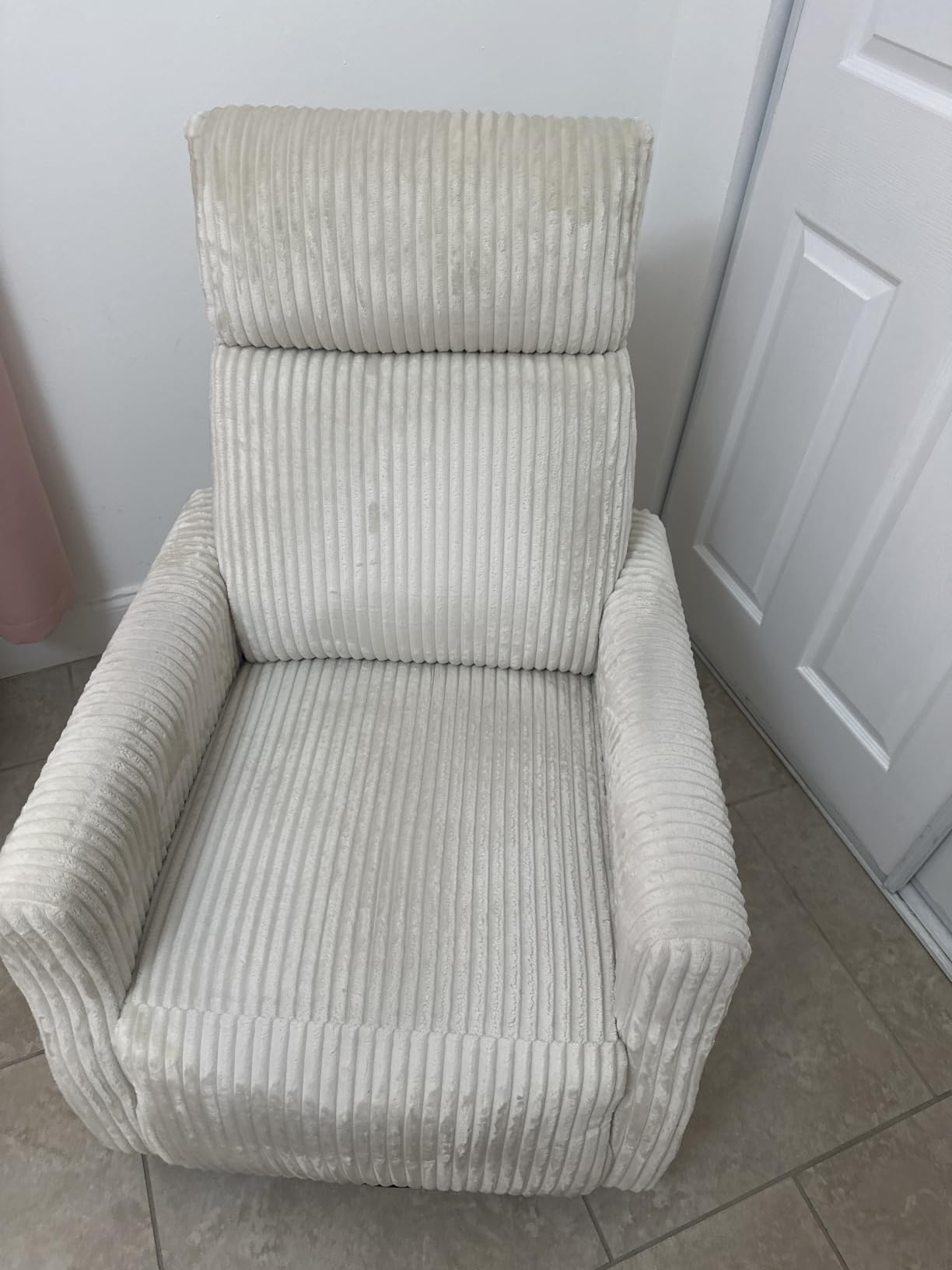 CANMOV Swivel Rocker Chair for Nursery, Swivel Accent Chair with High Back and Arms, Corduroy Glider Chair for Living Room Bedroom Nursery, Green customer photo 1