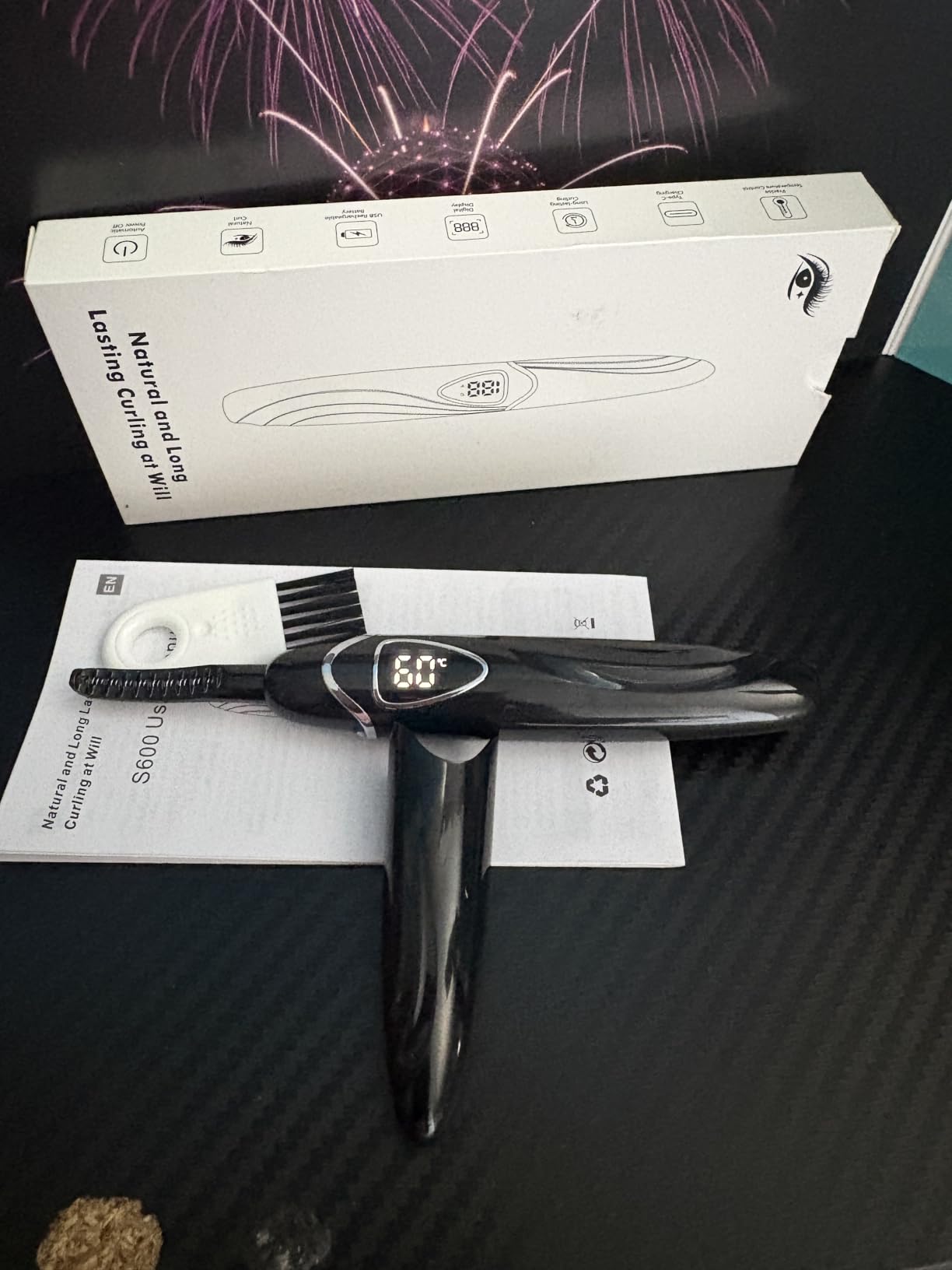 Heated Eyelash Curler, Heated Lash Curler, Accurate Temperature Control Electric Eyelash Curler Heated - Intelligent Power Off, Natural Makeup (Black/Silver, S600-148MM) customer photo 1
