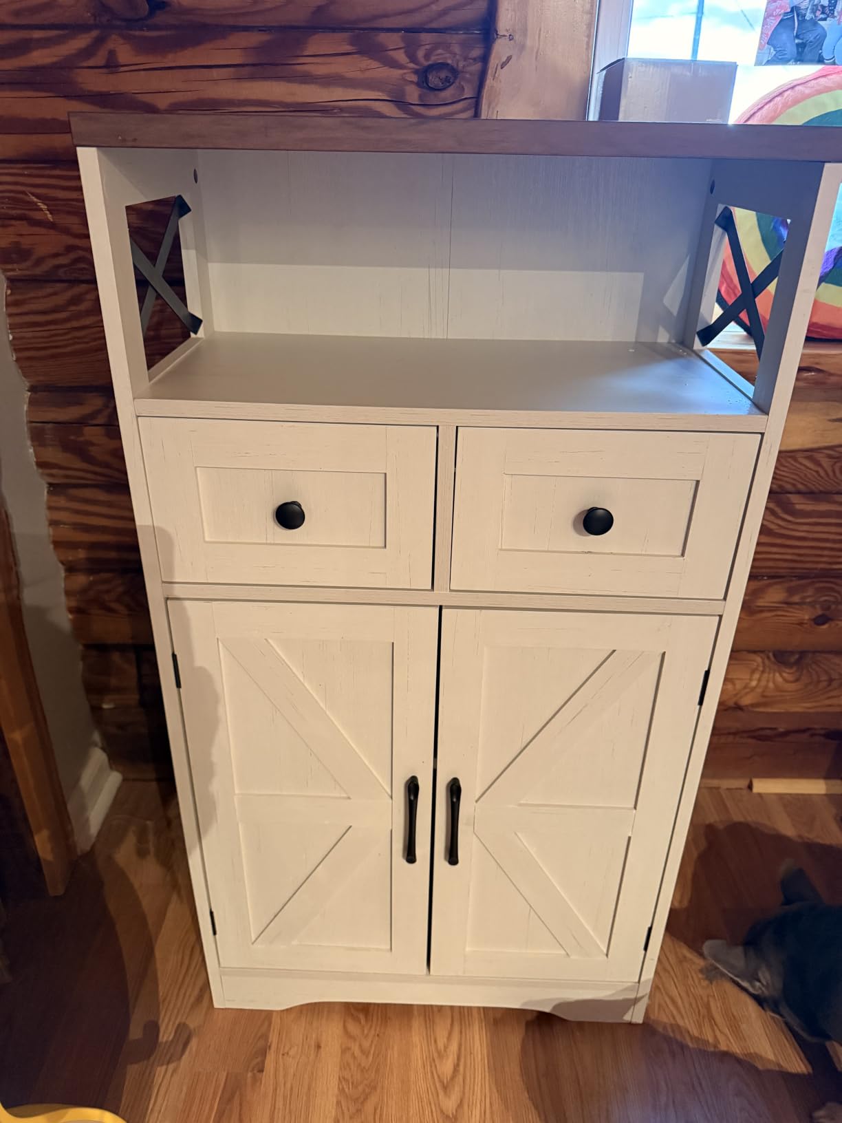 Farmhouse Storage Cabinet Set of 2, Small Kitchen Pantry Coffee Bar Cabinet customer photo 1