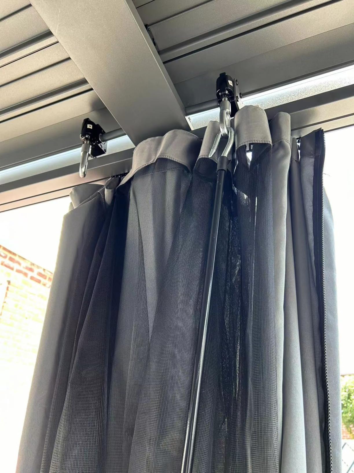 Aoxun Louvered Pergola 10x12 All-Aluminum, Waterproof Curtains and Netting customer photo 1