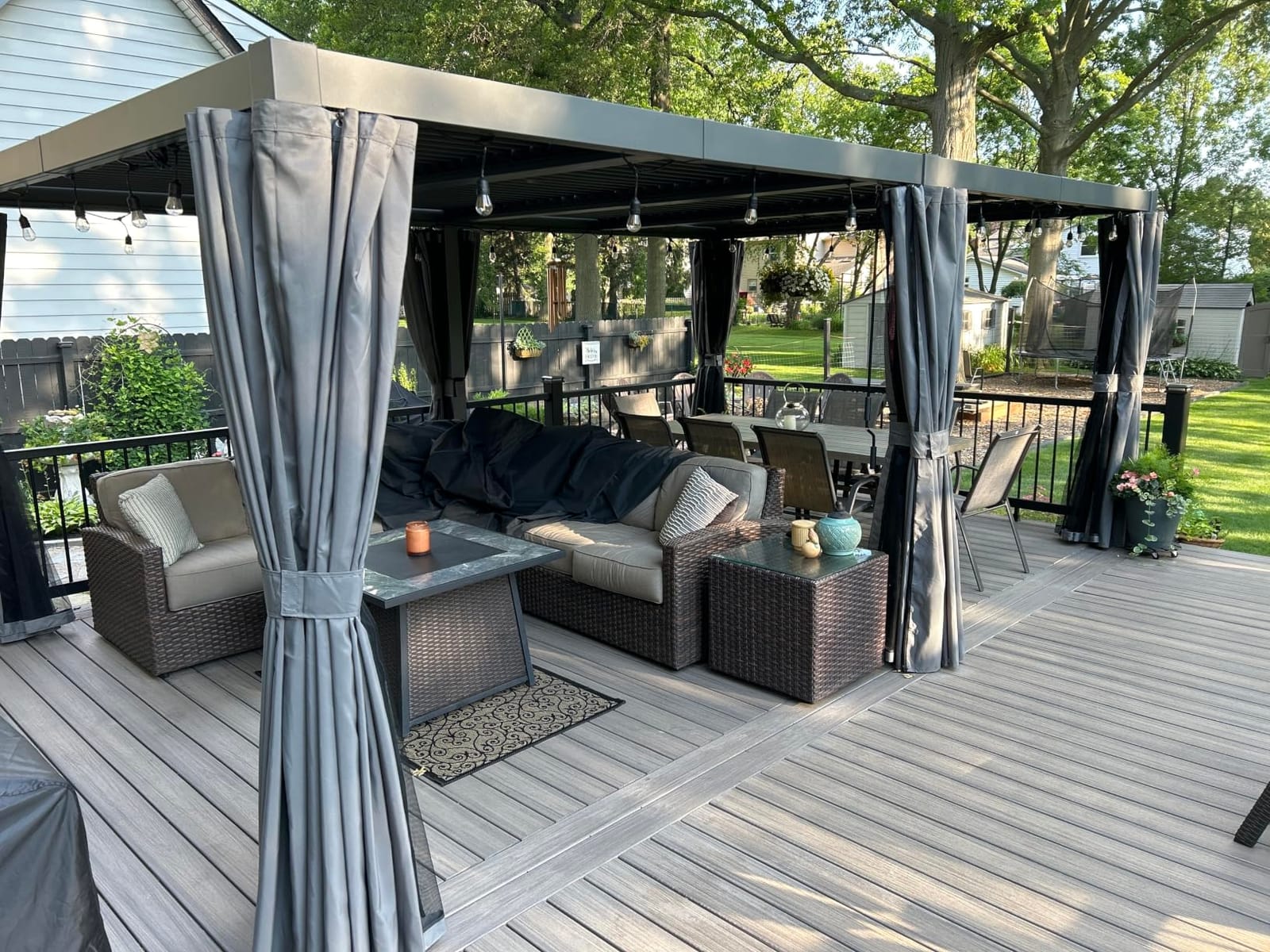 Aoxun Louvered Pergola 10x12 All-Aluminum, Waterproof Curtains and Netting customer photo 2