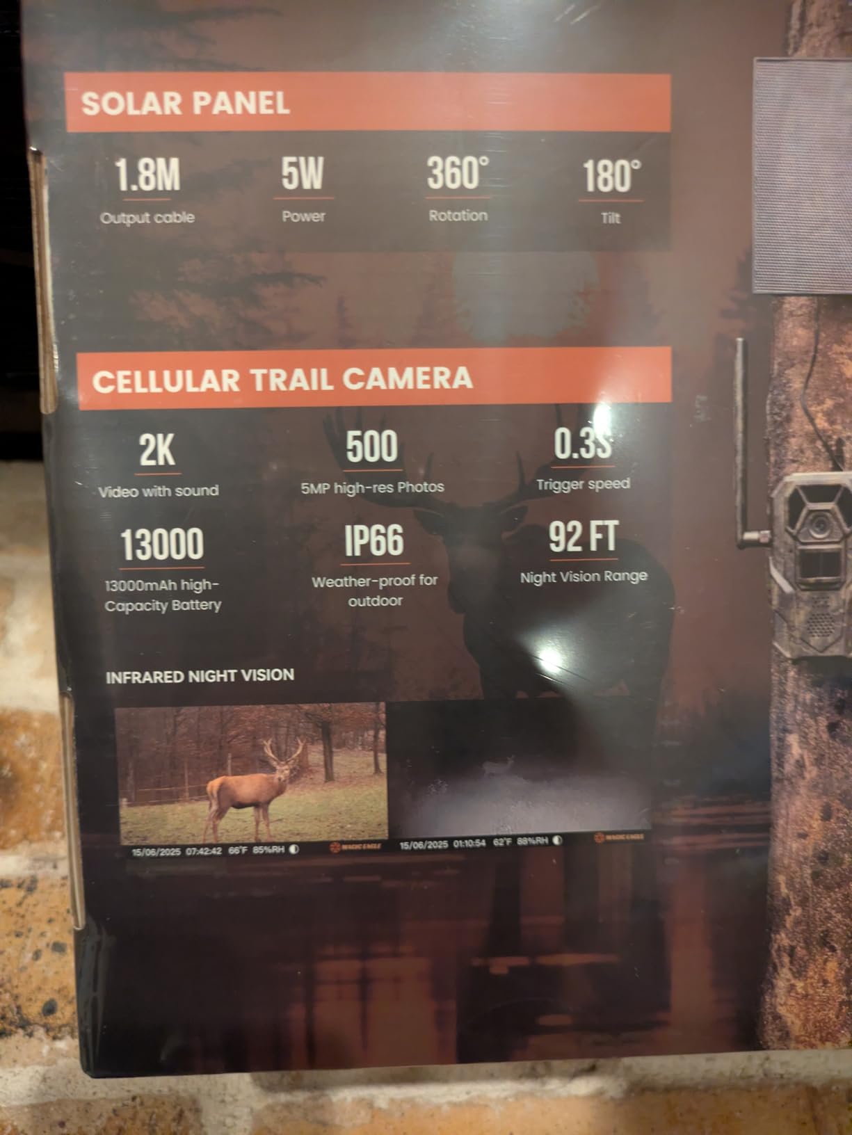 MagicEagle® Cellular Trail Camera 4G Wild Game Cameras 13,000 mAh Battery Solar Panel 2K Audible Video No-Glow IR Night Vision IP66 Waterproof for Wildlife Deer Monitoring Home Security (Army Green) customer photo 1