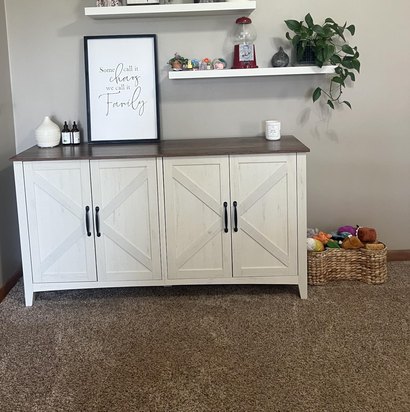 VASAGLE Farmhouse Buffet Cabinet, Coffee Bar with 2 Drawers customer photo 1