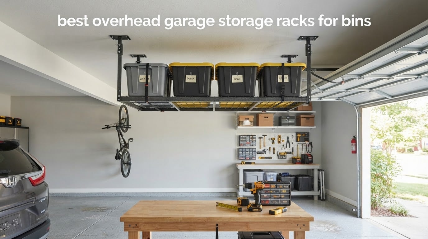 best overhead garage storage racks for bins