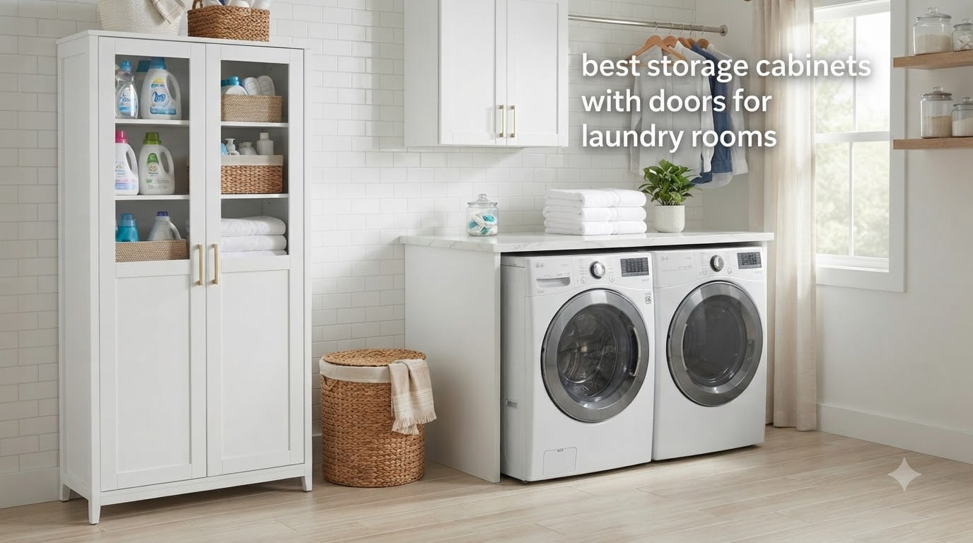 best storage cabinets with doors for laundry rooms